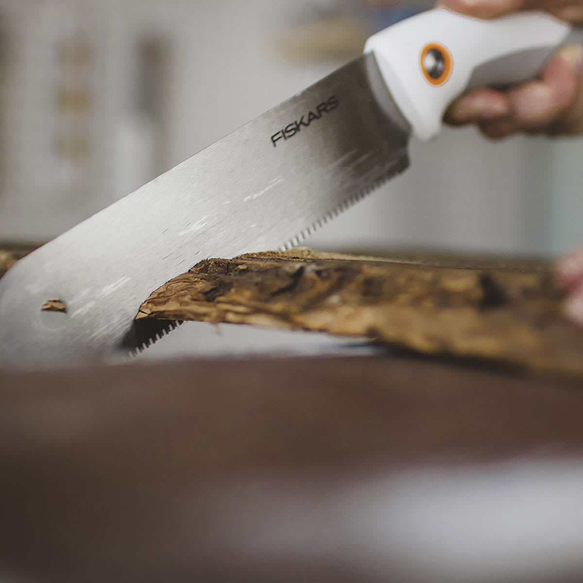 Fiskars Precision Hand Saw - Hand using Saw to cut Barn wood
