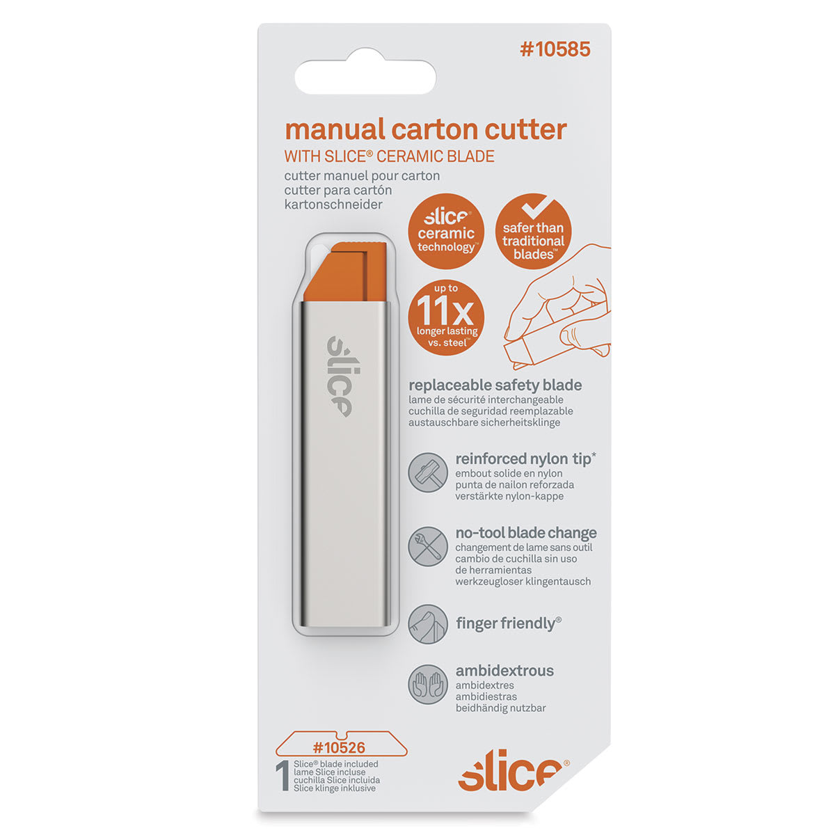 Slice Manual Carton Cutter - Front of blister package showing Carton cutter