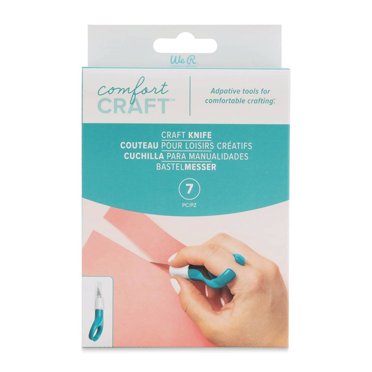We R Memory Keepers Comfort Craft Knife, With 4 Refill Blades, 7-1/2" x 2", In Package