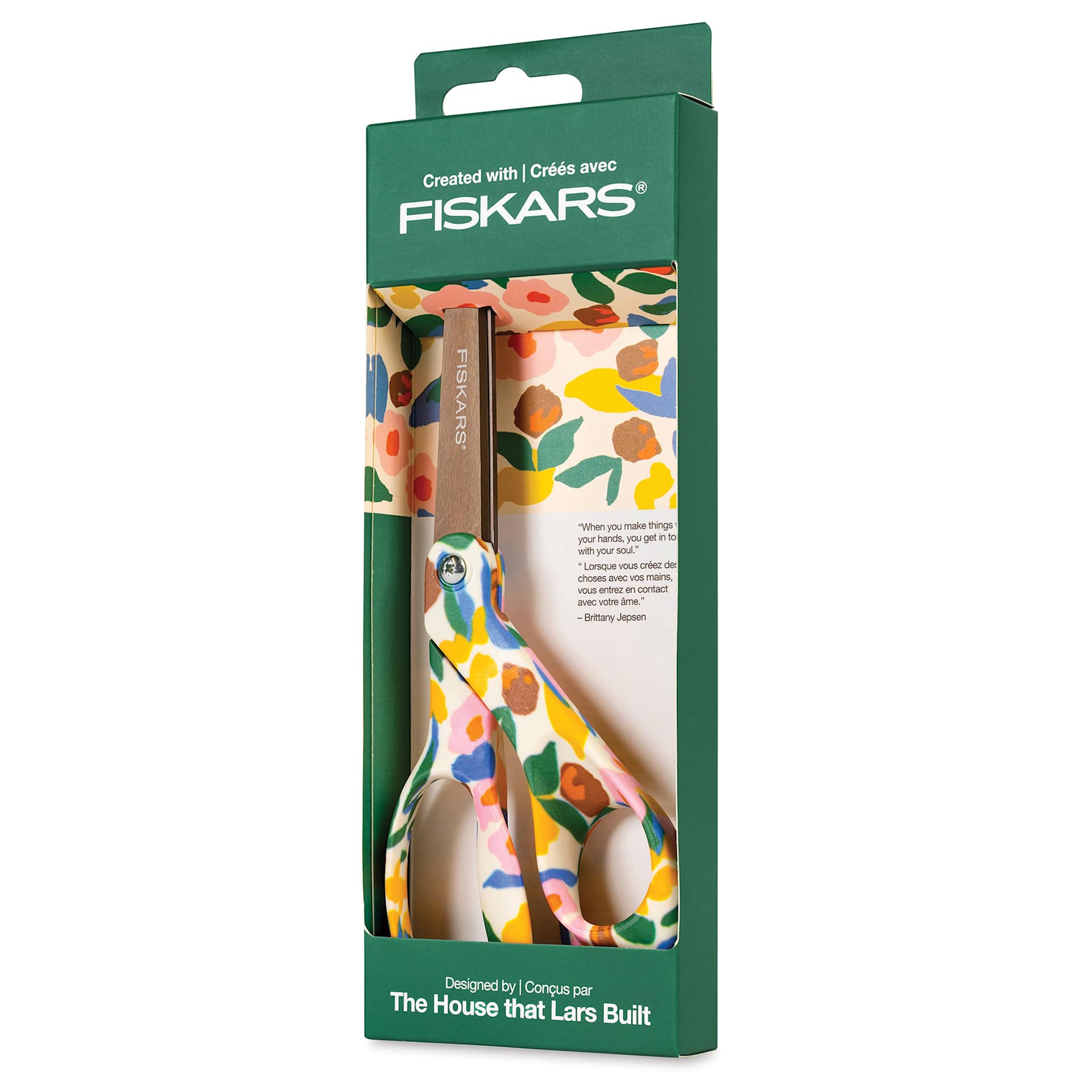 Created With Fiskars Scissors - Playful Posies, 8" (In Package, Angled Showing Side)
