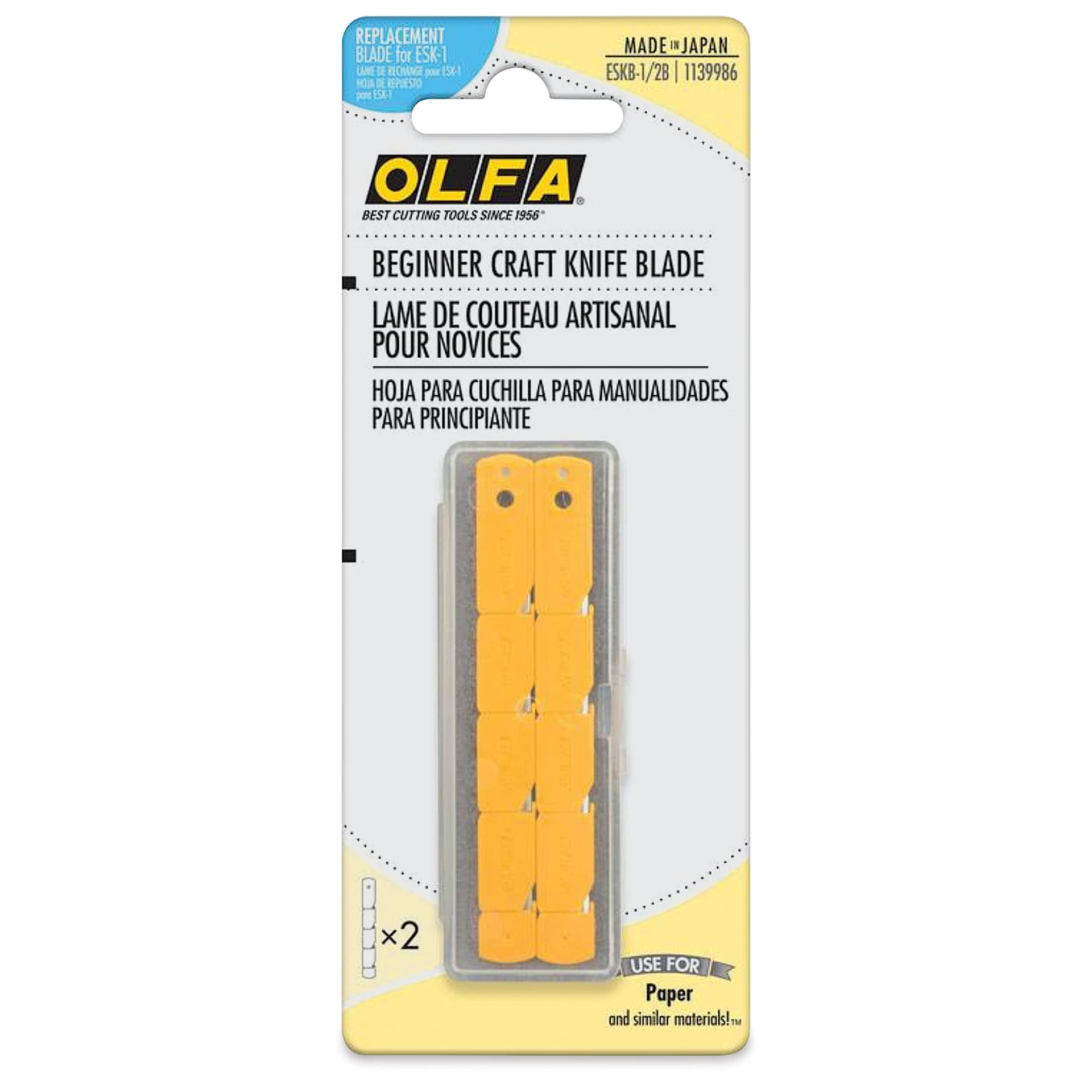 Olfa Beginner Craft Knife - Replacement Blades, Pkg of 2, front of the packaging