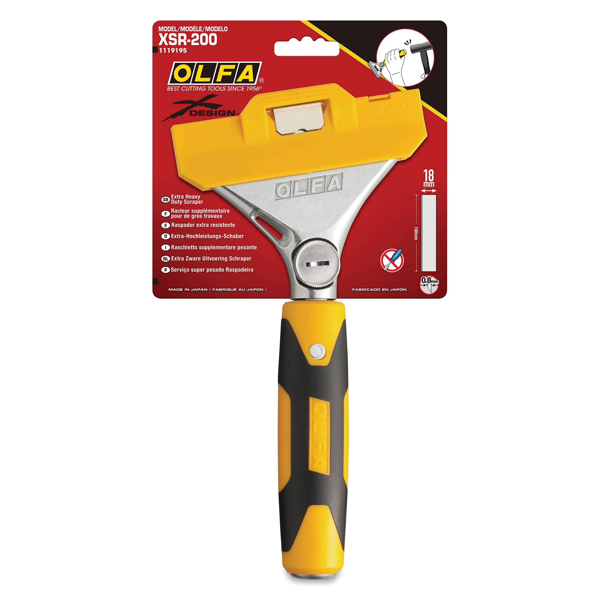 Olfa Extra Heavy-Duty Scraper - 8", packaging