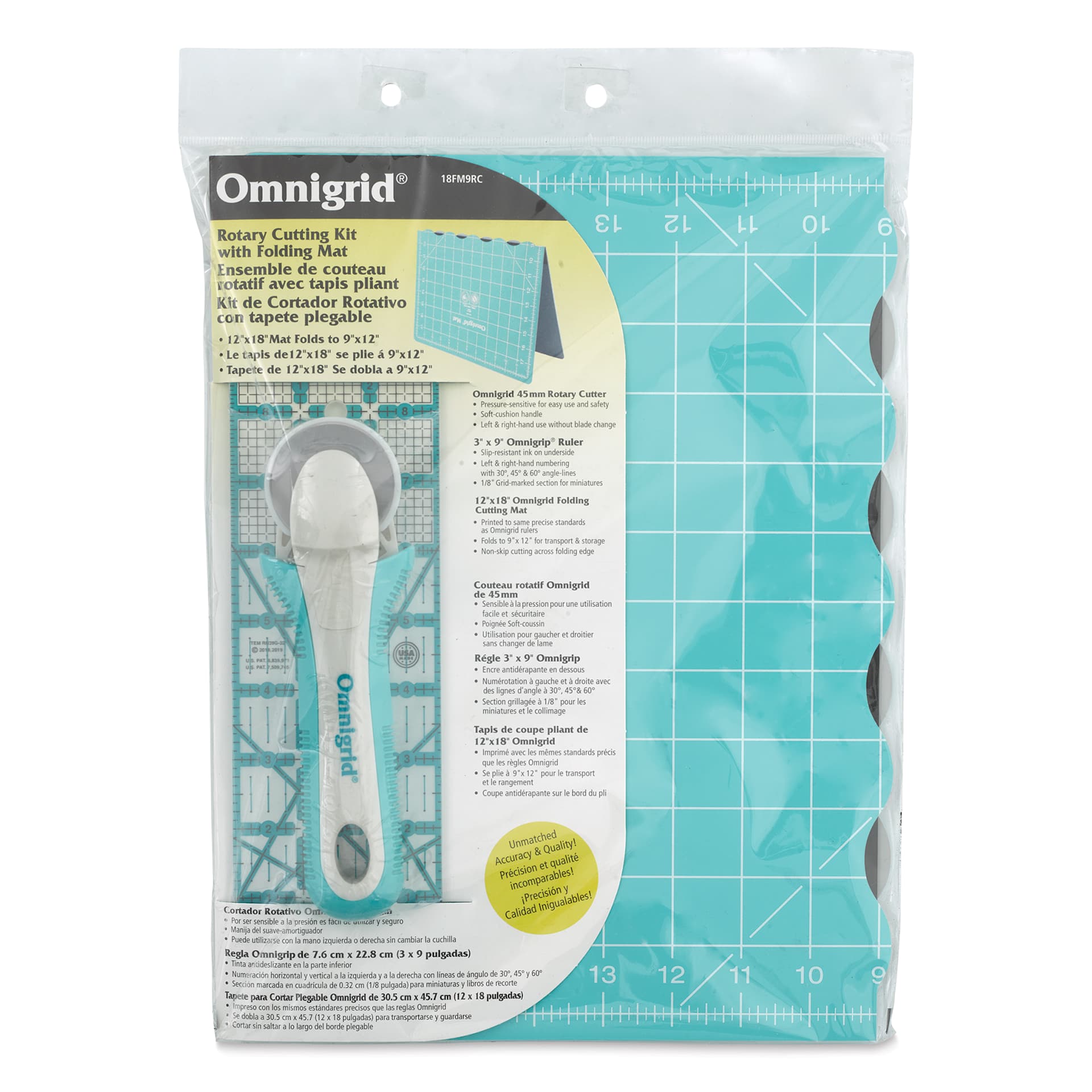 Omnigrid Rotary Cutting Kit with Folding Mat - Small, front of the packaging
