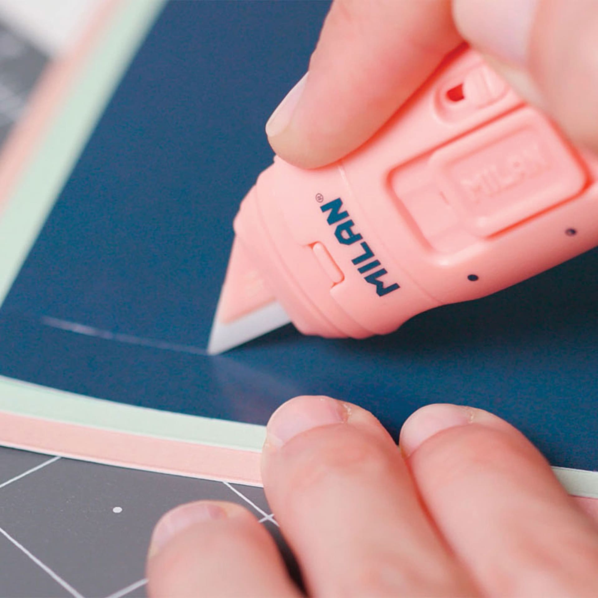 Milan 1918 Series Ceramic Blade Cutter Stick - Pink, cutting paper