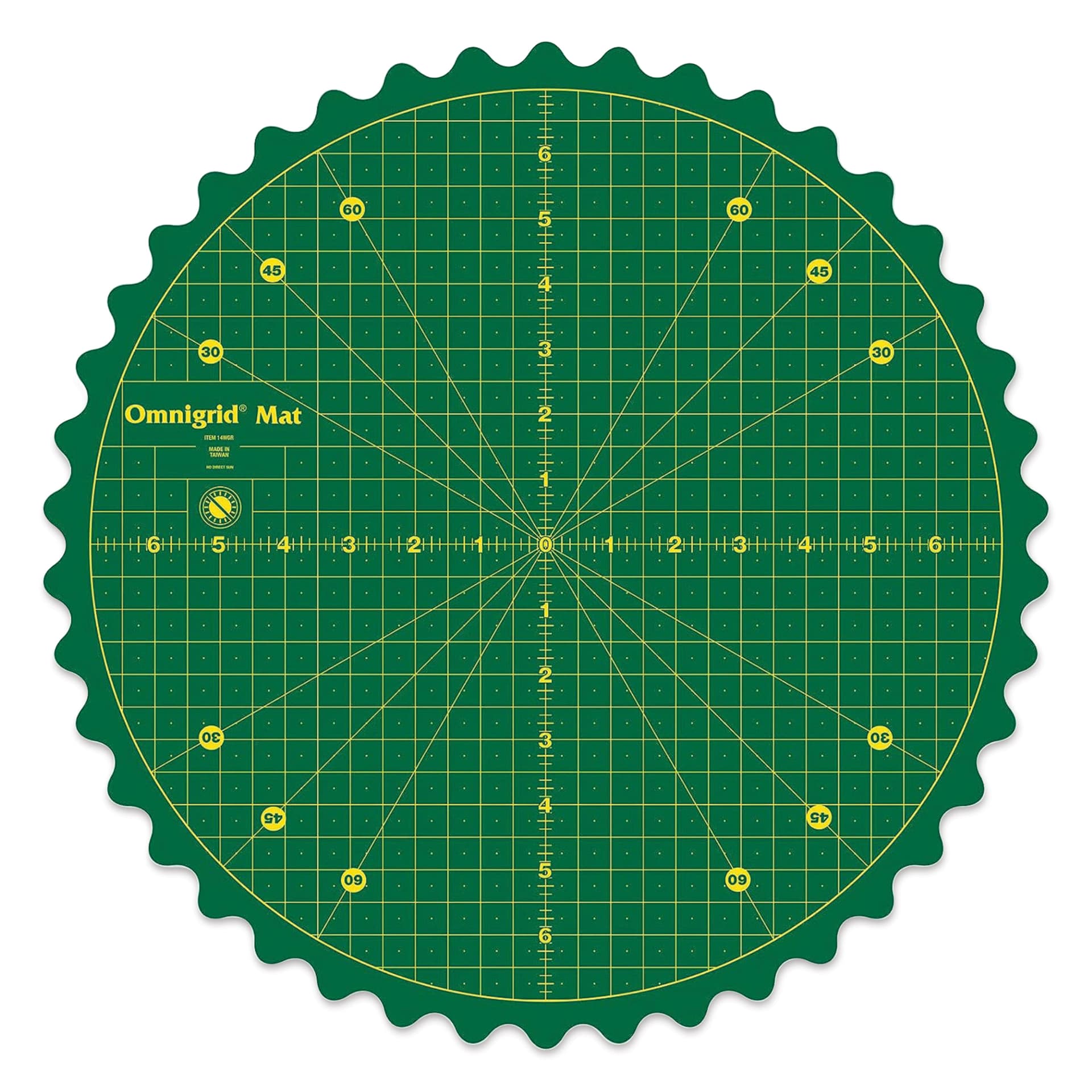 Omnigrid 360 Rotating Cutting Mat - Green/Yellow, 14"