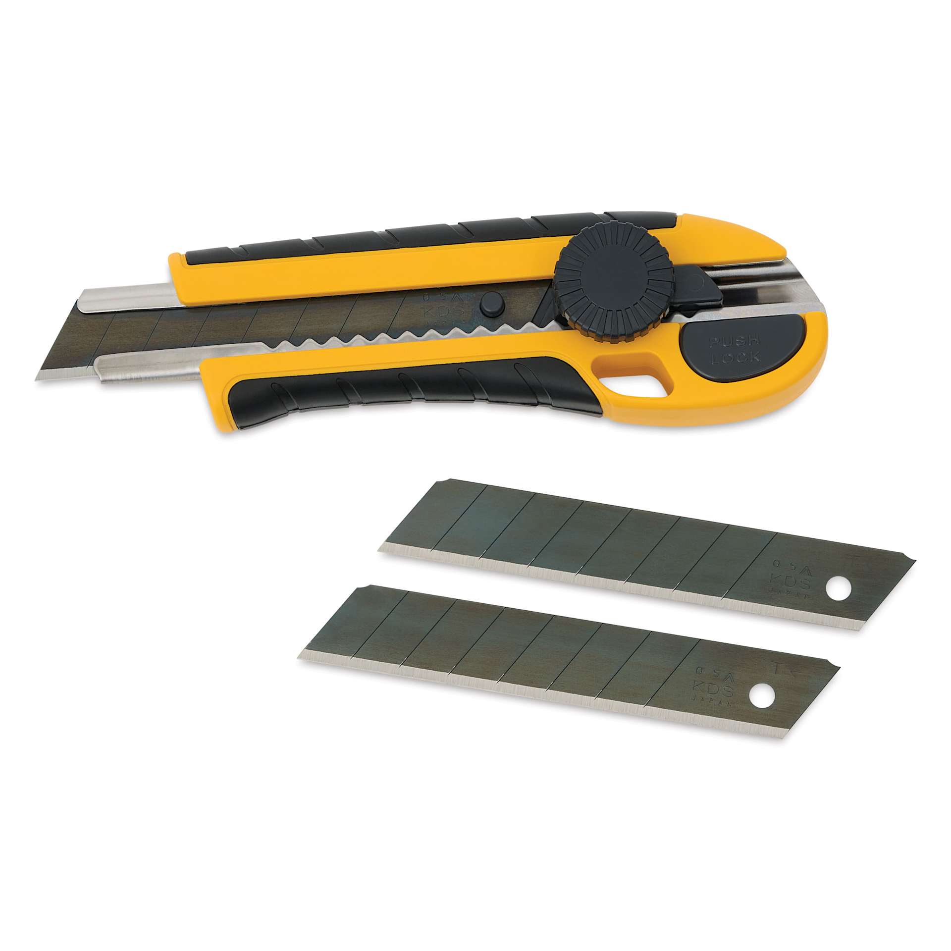 KDS Grip Fit Twist Lock Utility Knife showing included blades