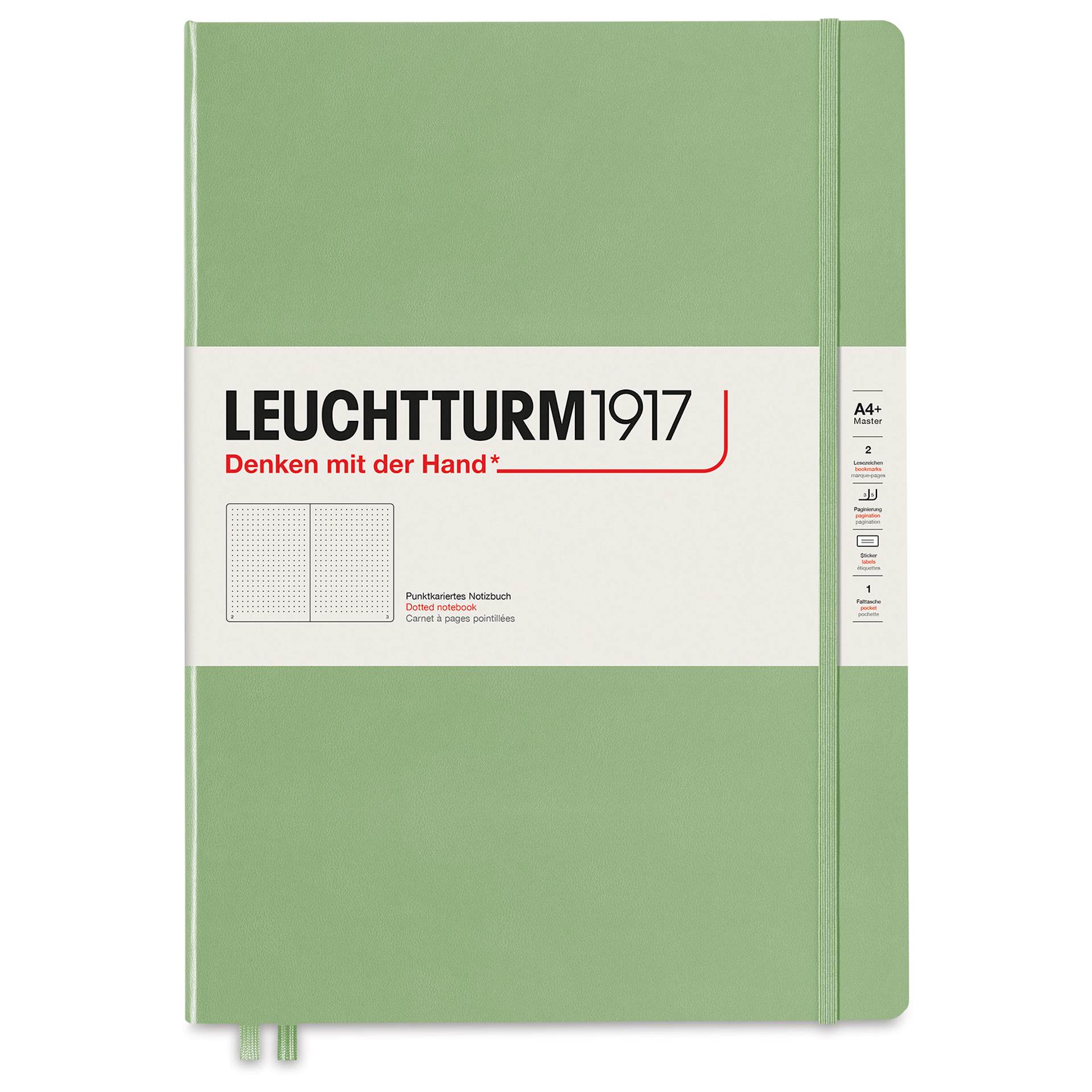 Leuchtturm1917 Dotted Hardbound Notebook - Sage, Slim, 8-3/4" x 12-1/2"