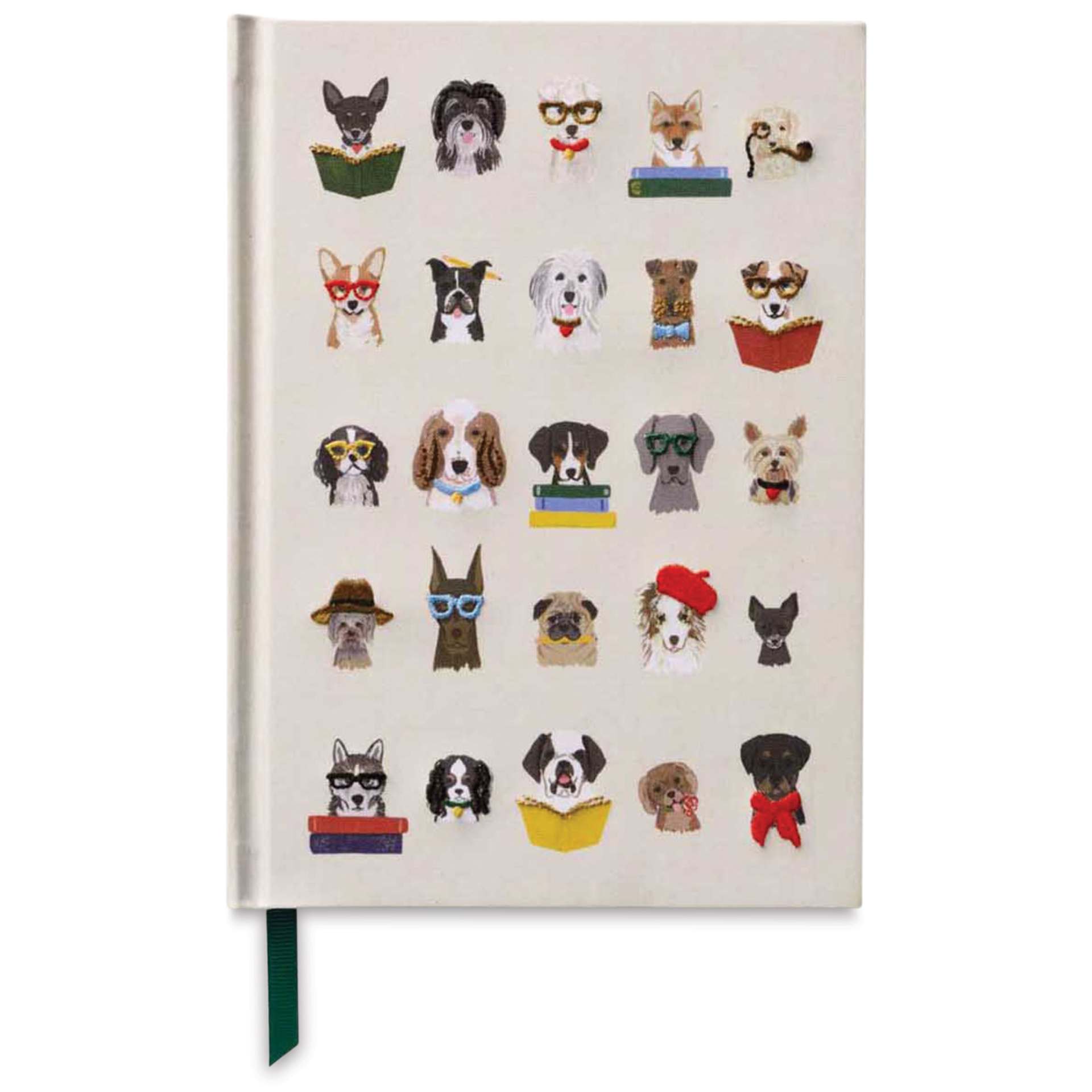 Rifle Paper Co. Studious Pets Embroidered Journals - Dogs, 5-3/4" x 8", Ruled, front cover