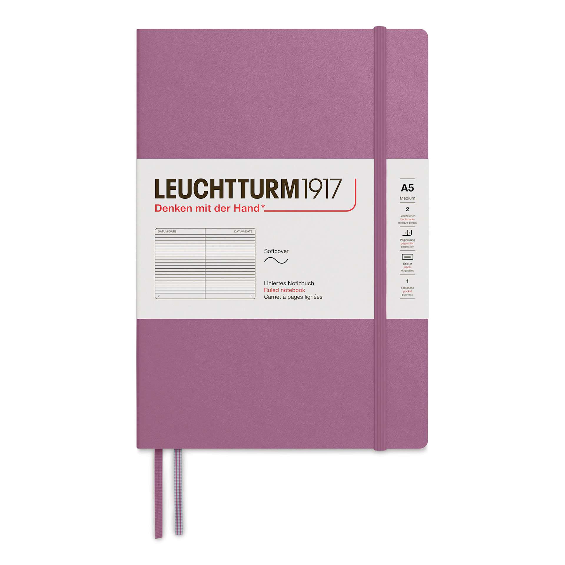 Leuchtturm1917 Ruled Softcover Notebook - Dusty Rose, 5-3/4" x 8-1/4"