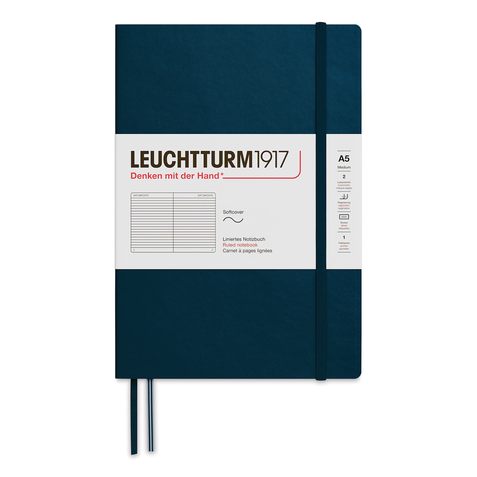 Leuchtturm1917 Ruled Softcover Notebook - Deep Sea, 5-3/4" x 8-1/4"