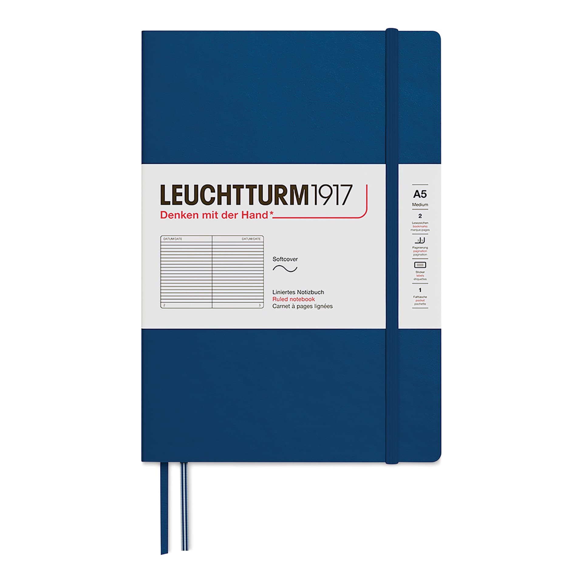 Leuchtturm1917 Ruled Softcover Notebook - Indigo, 5-3/4" x 8-1/4"