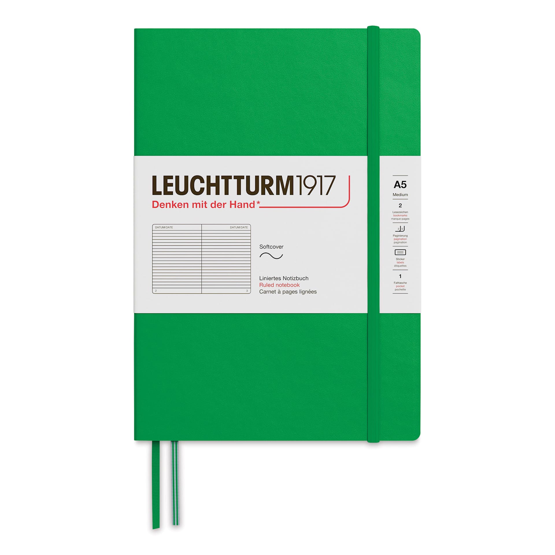 Leuchtturm1917 Ruled Softcover Notebook - Spring Leaf, 5-3/4" x 8-1/4"
