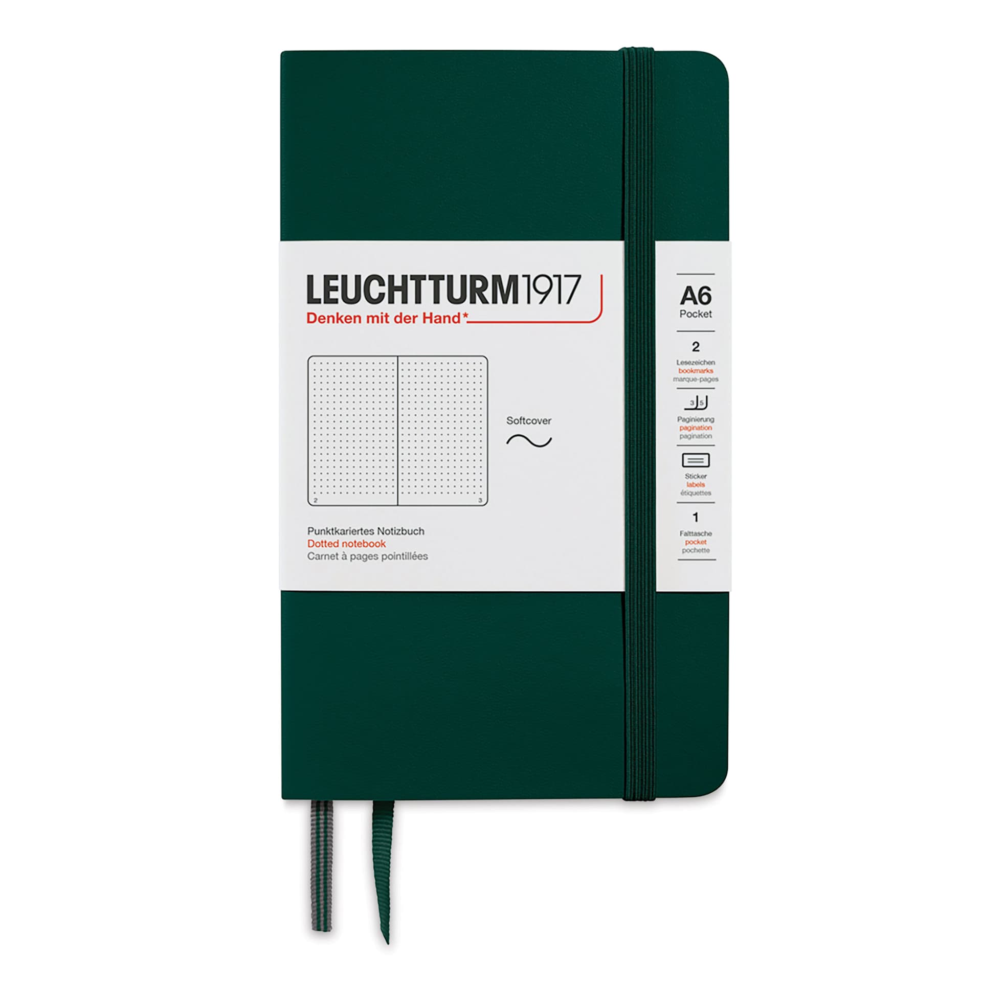 Leuchtturm1917 Dotted Softcover Notebook - Forest Green, 3-1/2" x 6"