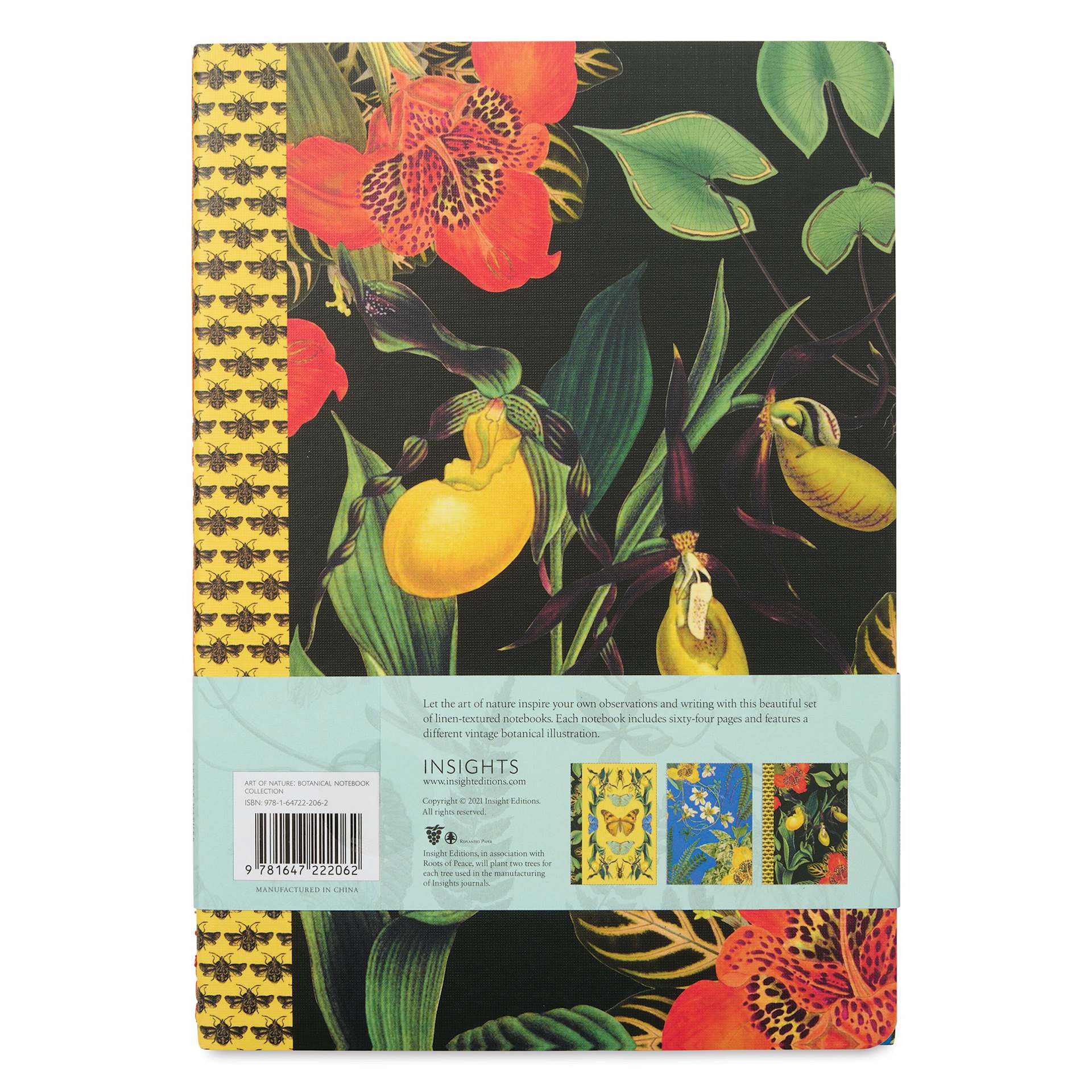 Art of Nature Sewn Notebook Set - Botanical, Set of 3, 6" x 8-1/2", 64 pages, chrysalis, back cover
