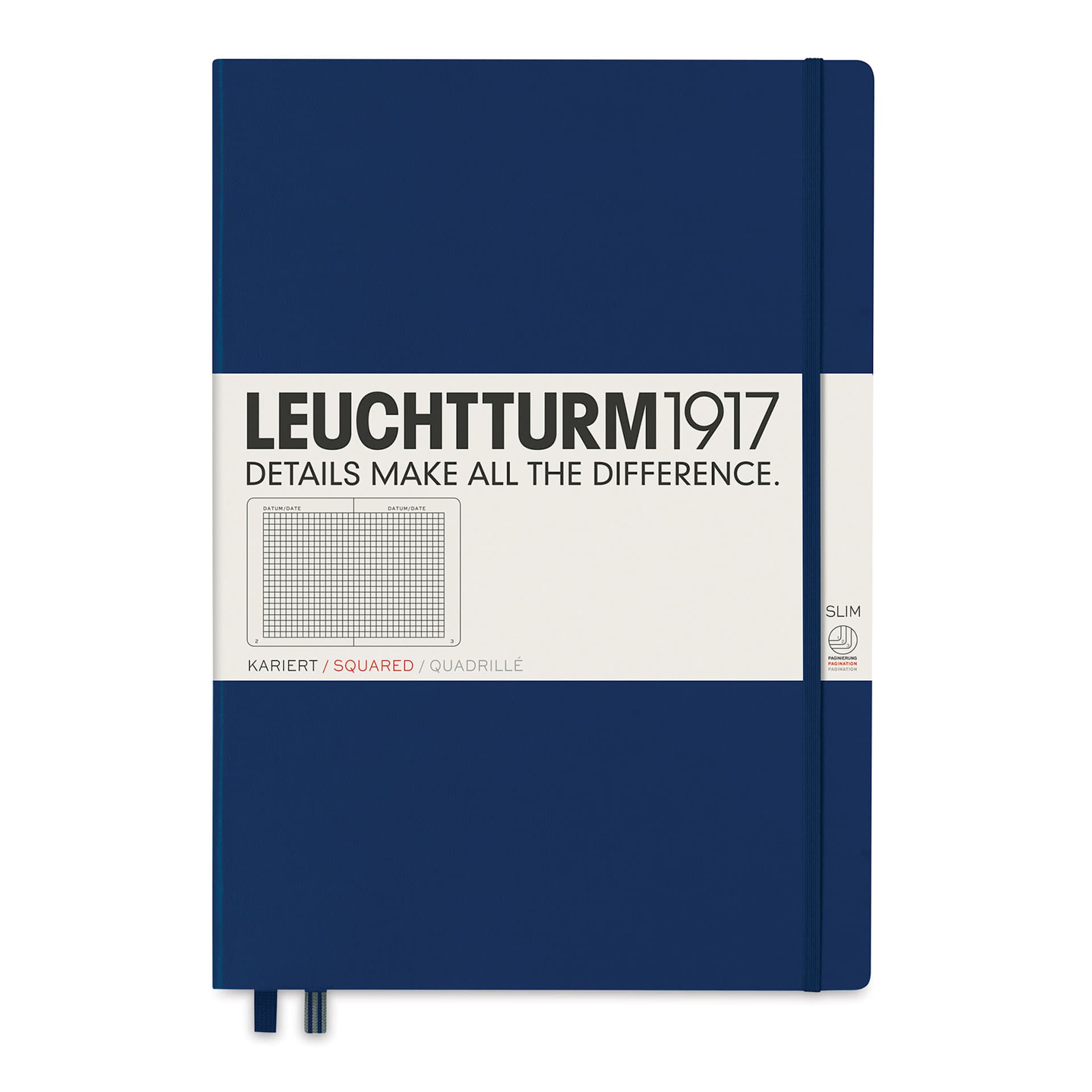 Leuchtturm1917 Squared Hardbound Notebook - Navy, Master Slim, 8-3/4" x 12-1/2"