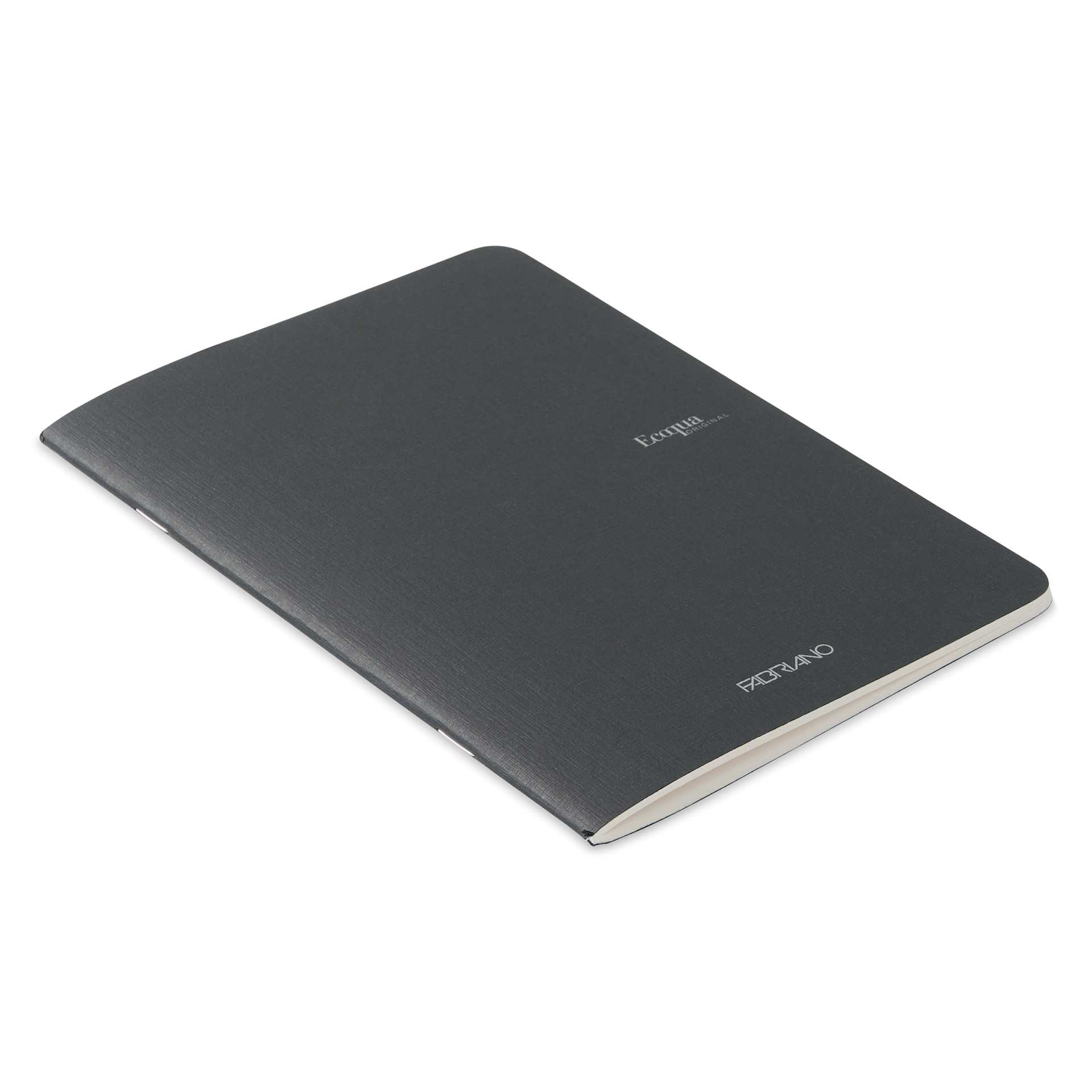 Fabriano EcoQua Staplebound Notebook - Black, 8.3" x 5.8", Blank (side view)
