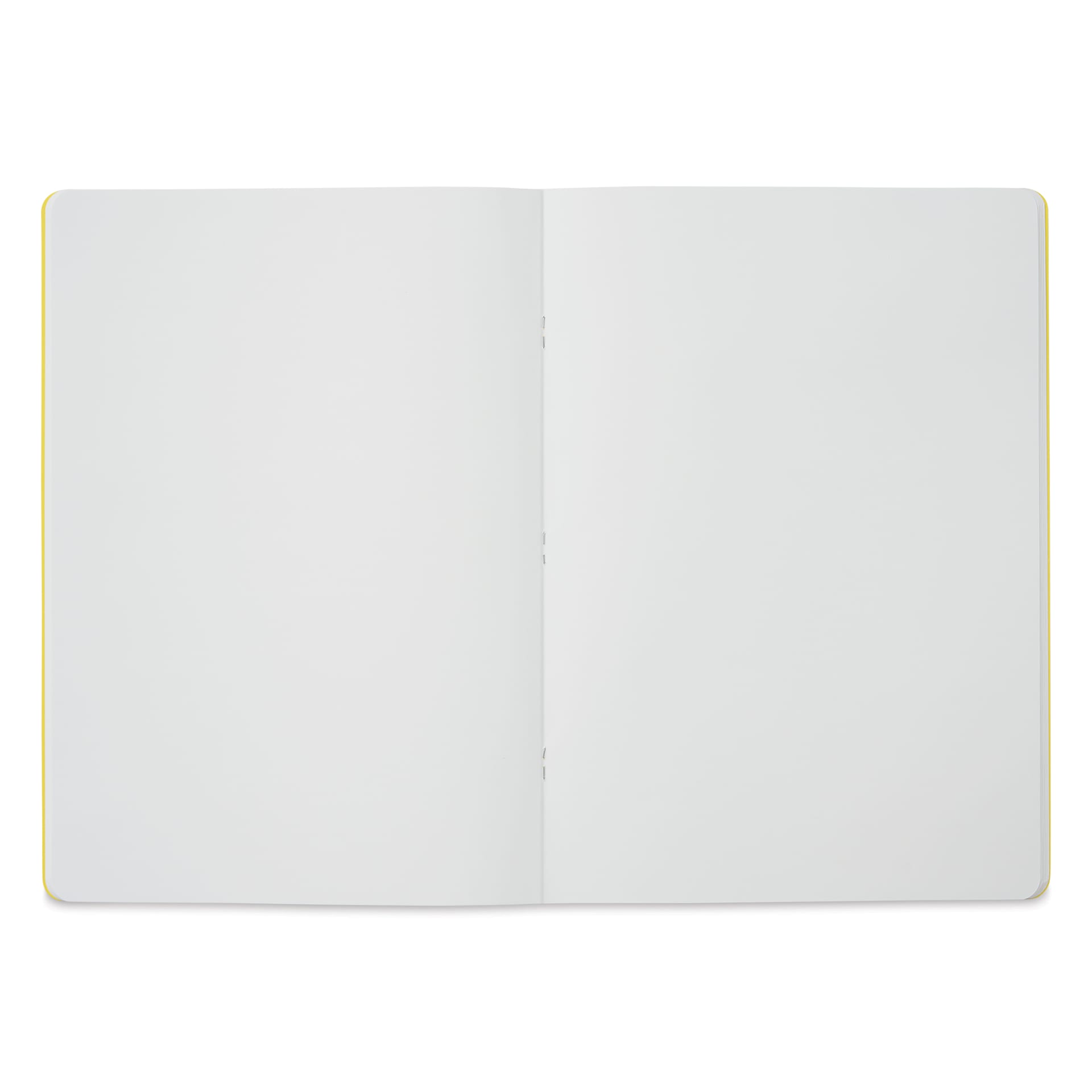 Fabriano EcoQua Staplebound Notebook - Yellow, 11.7" x 8.3", Blank (open to show paper)