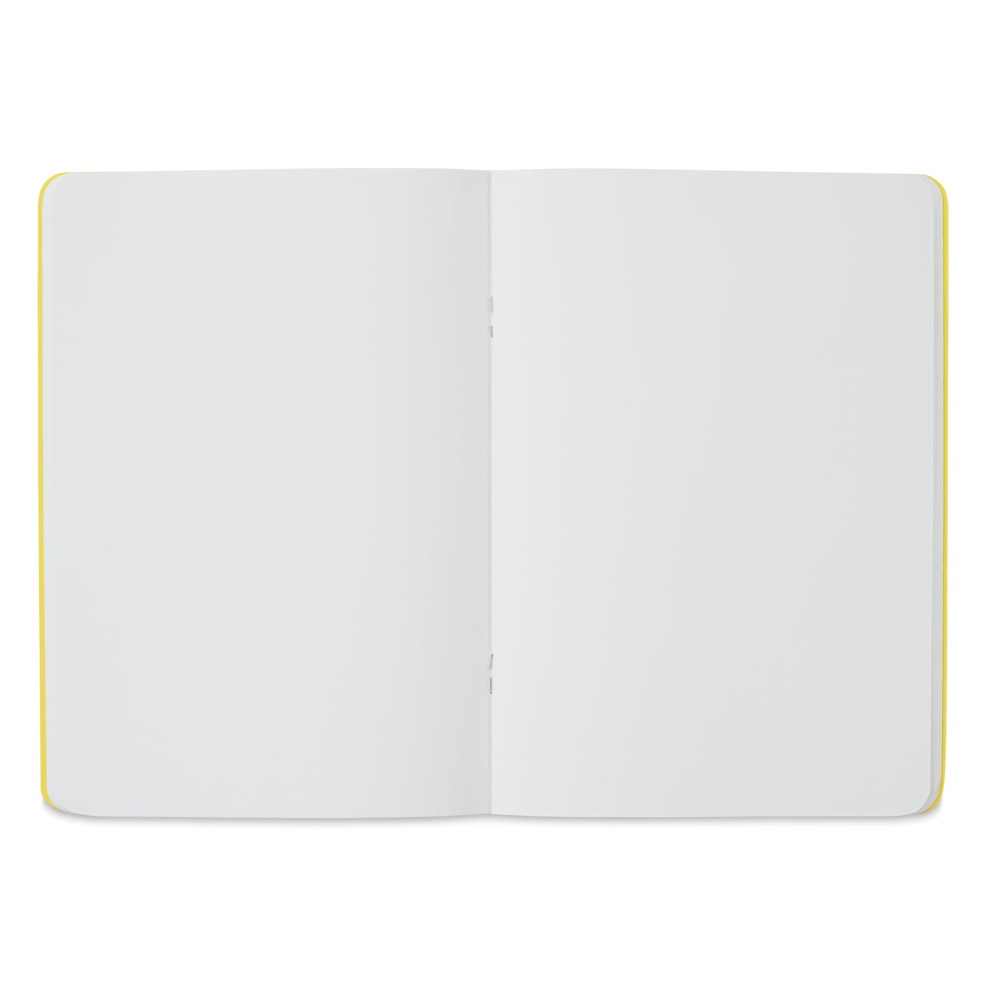 Fabriano EcoQua Staplebound Notebook - Yellow, 8.3" x 5.8", Blank (open to show paper)