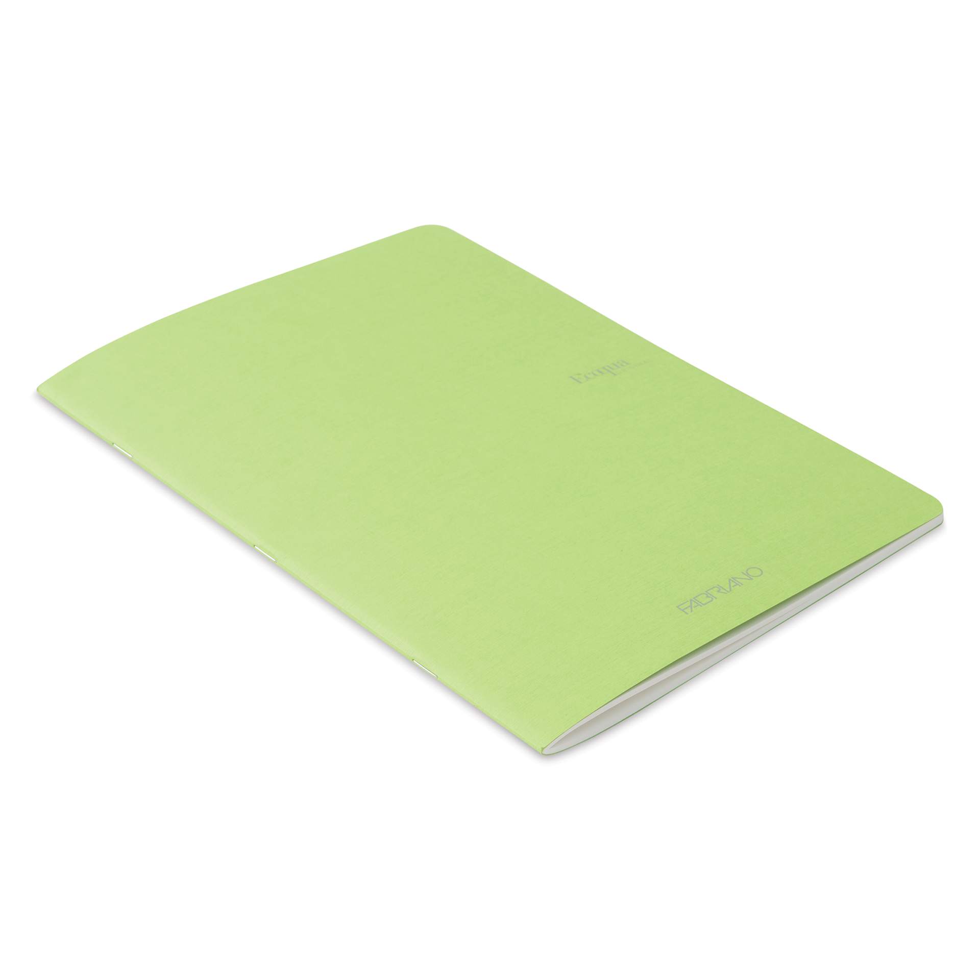 Fabriano EcoQua Staplebound Notebook - Lime, 11.7" x 8.3", Blank (side view)