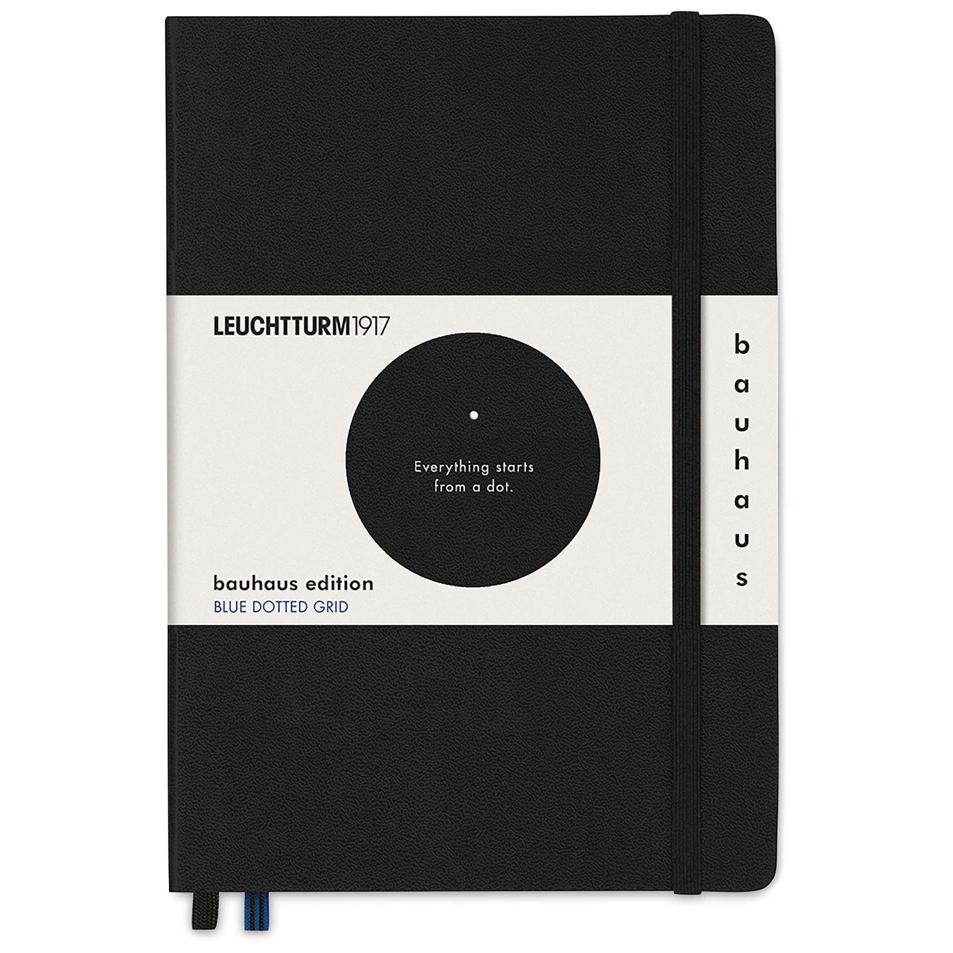 Leuchtturm1917 Bauhaus Notebook - Black/Royal Blue, 5-3/4" x 8-1/4", Dotted (front cover with label)
