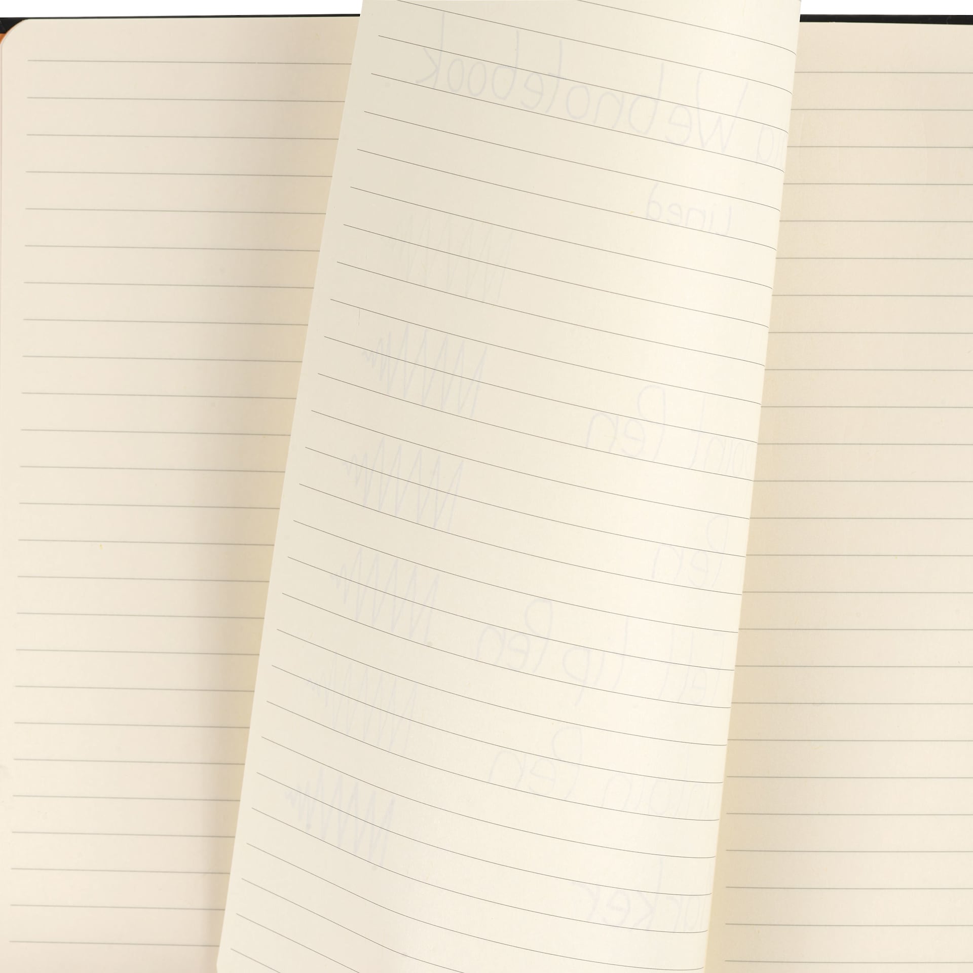 Rhodiarama Hardcover Notebooks, bleed of pen marks on lined paper