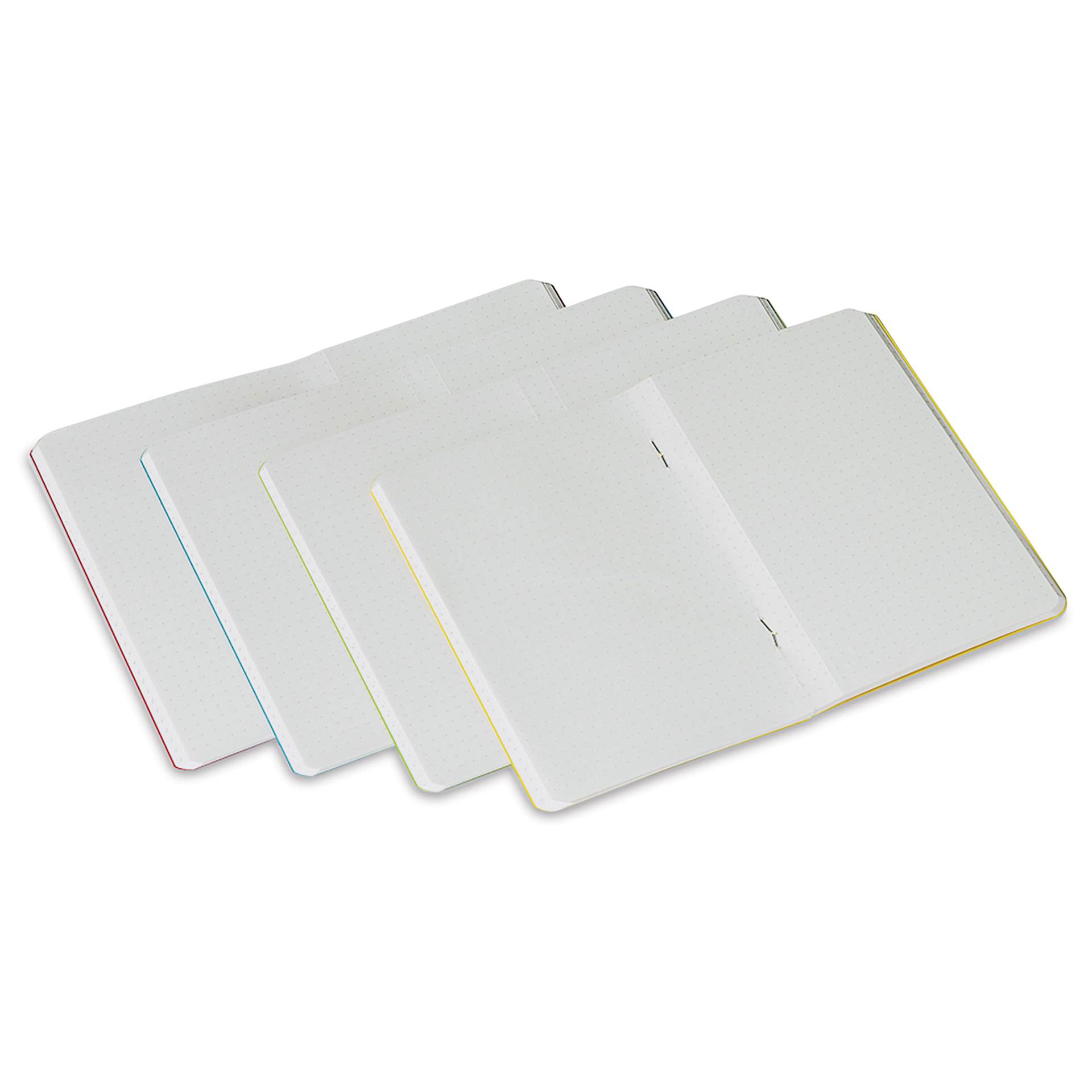 Fabriano EcoQua Staplebound Notebooks - Pkg of 4, Spring Colors, 3.5" x 5.5", Graph, open
