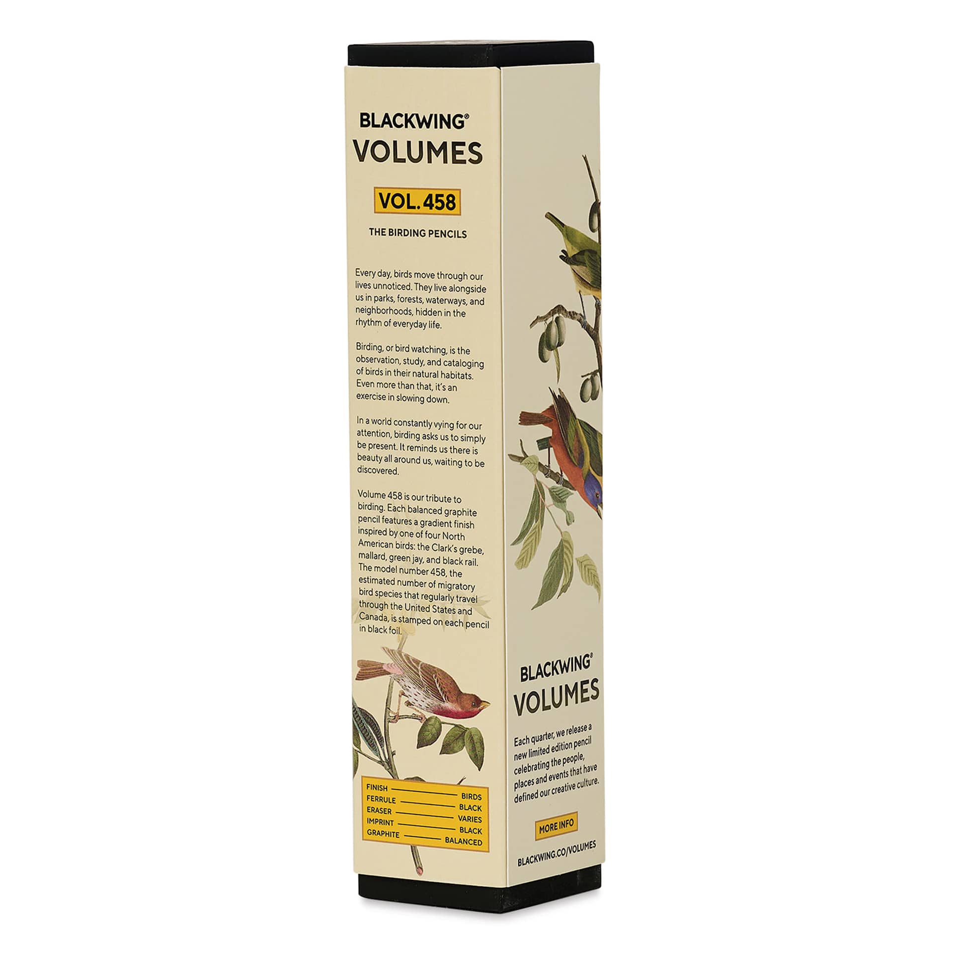 Blackwing Volume 458 Birding Pencil Pack - Pkg of 12, back of packaging