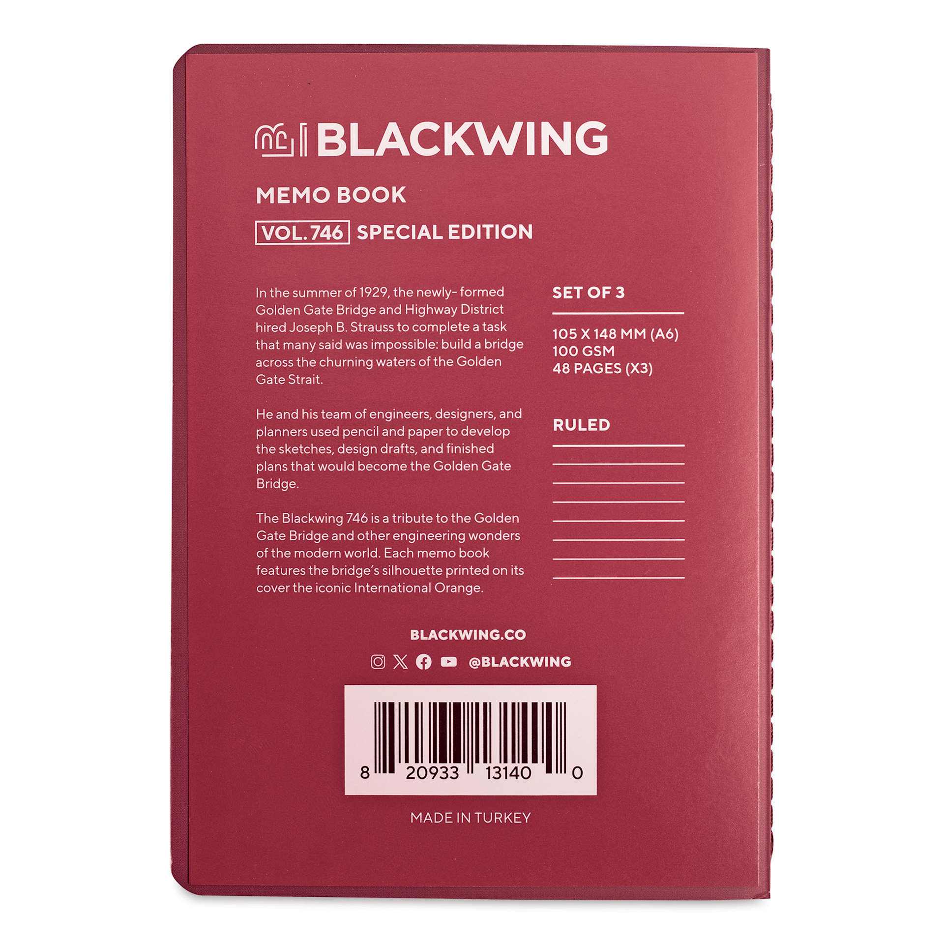 Blackwing Volumes 746 Memo Book Set, back