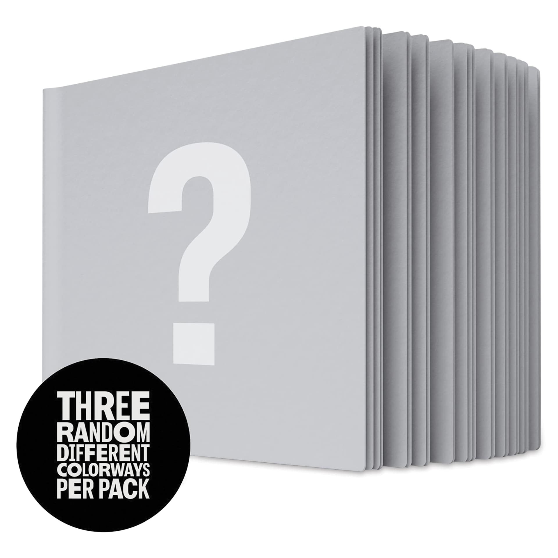 Uglybooks Perfect Bound Notebook - NO.2 Mystery, 5-3/4" x 8", 135 gsm, Pkg of 3, partially open, three random colors