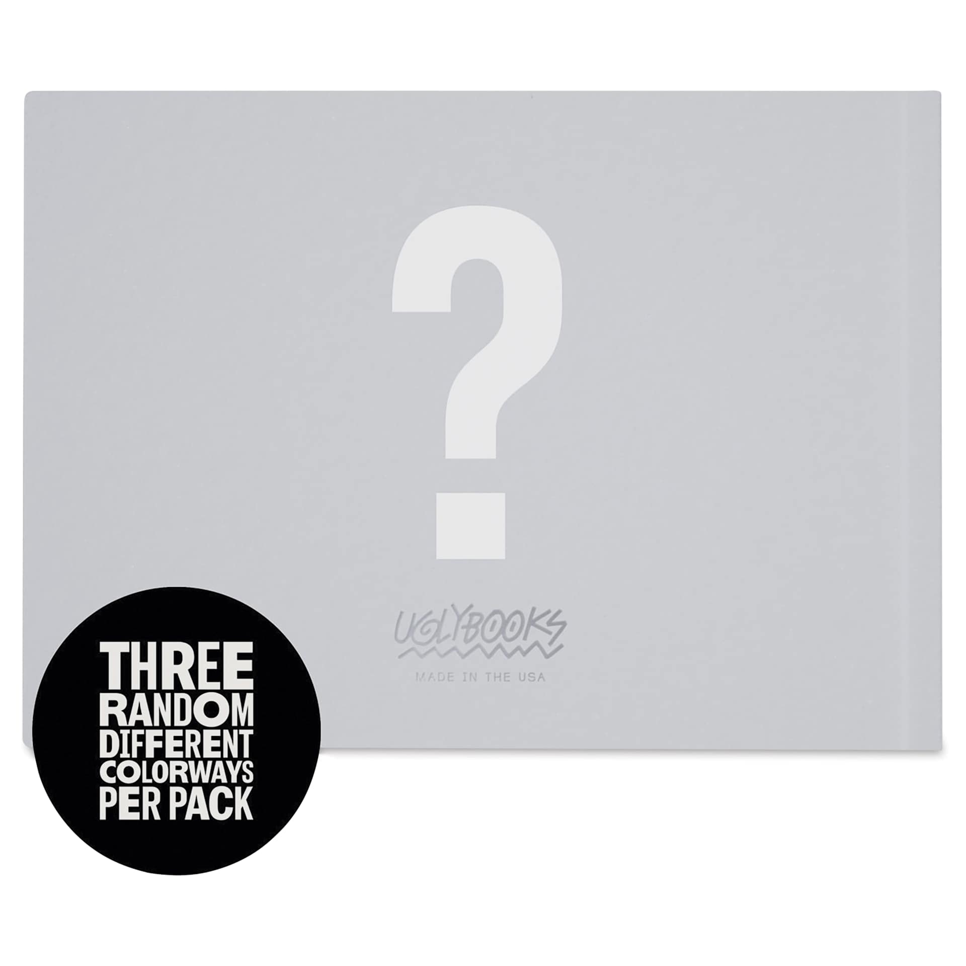 Uglybooks Perfect Bound Notebook - NO.2 Mystery, 5-3/4" x 8", 135 gsm, Pkg of 3, back, three random colors