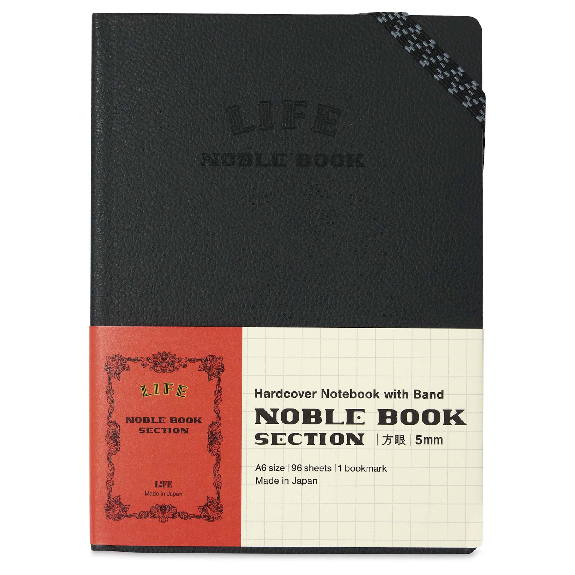 Life Stationery Noble Notebook - 4" x 6", A6, Grid, 96 Pages, front of packaging