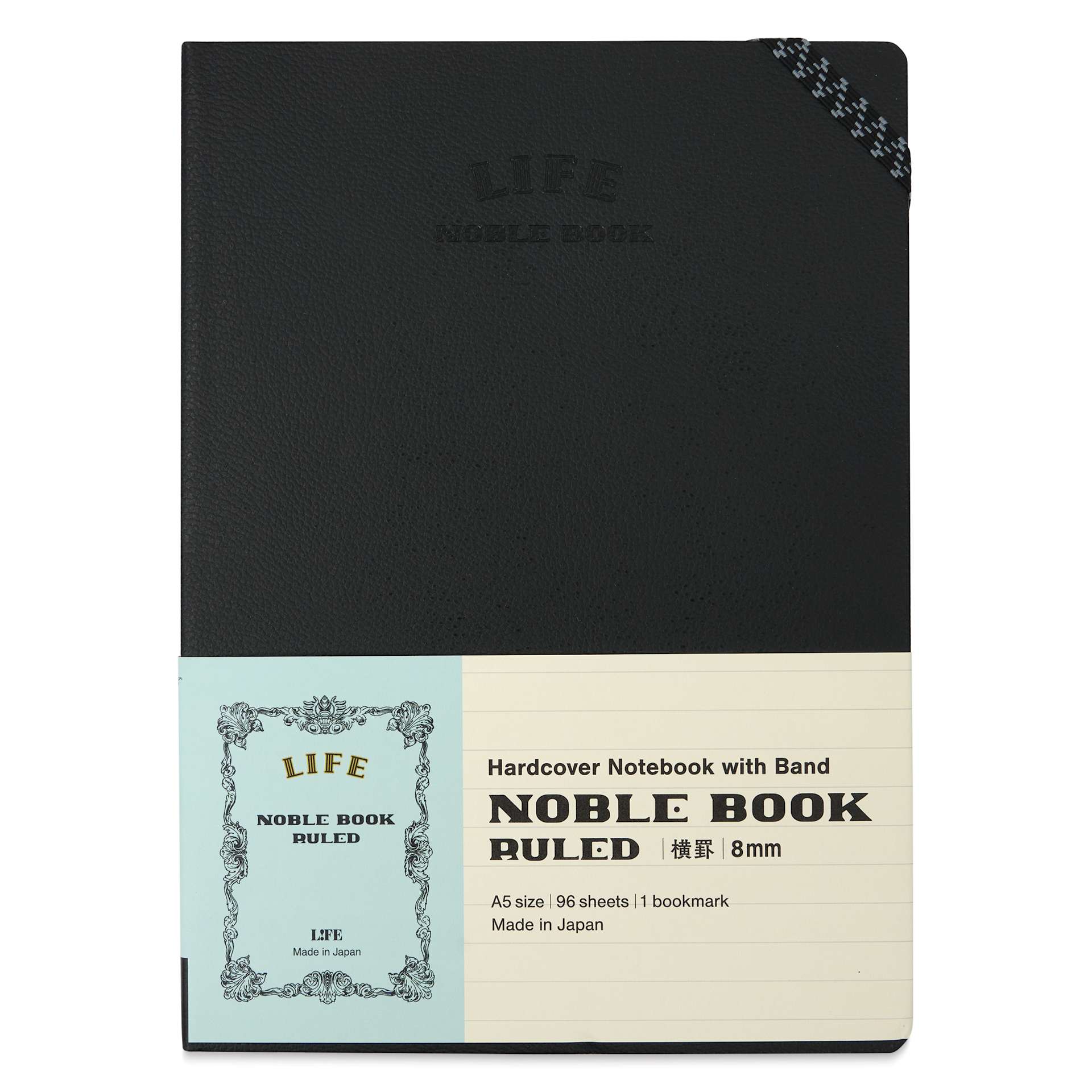 Life Stationery Noble Notebook - 6" x 8", A5, Ruled, 96 Pages, front of packaging