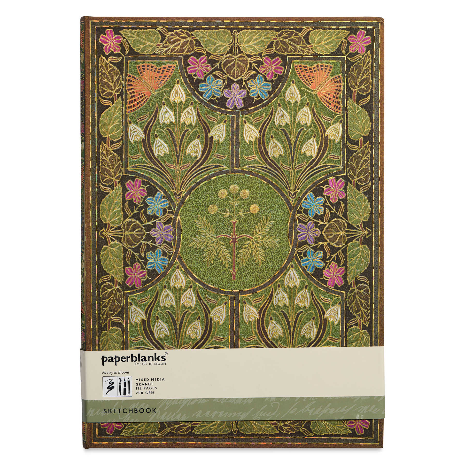 Paperblanks Mixed Media Sketchbook - Poetry in Bloom, 8" x 11-3/4", front