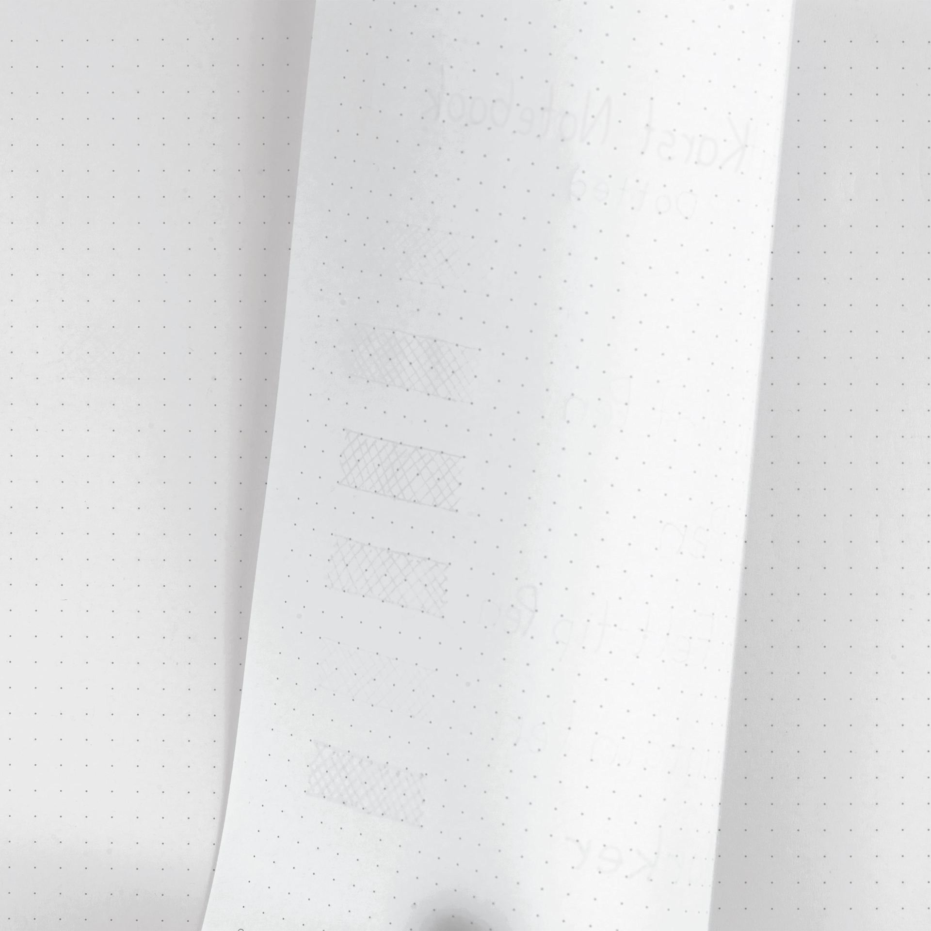 Karst Stone Paper Notebook, bleed of pen marks on dotted paper