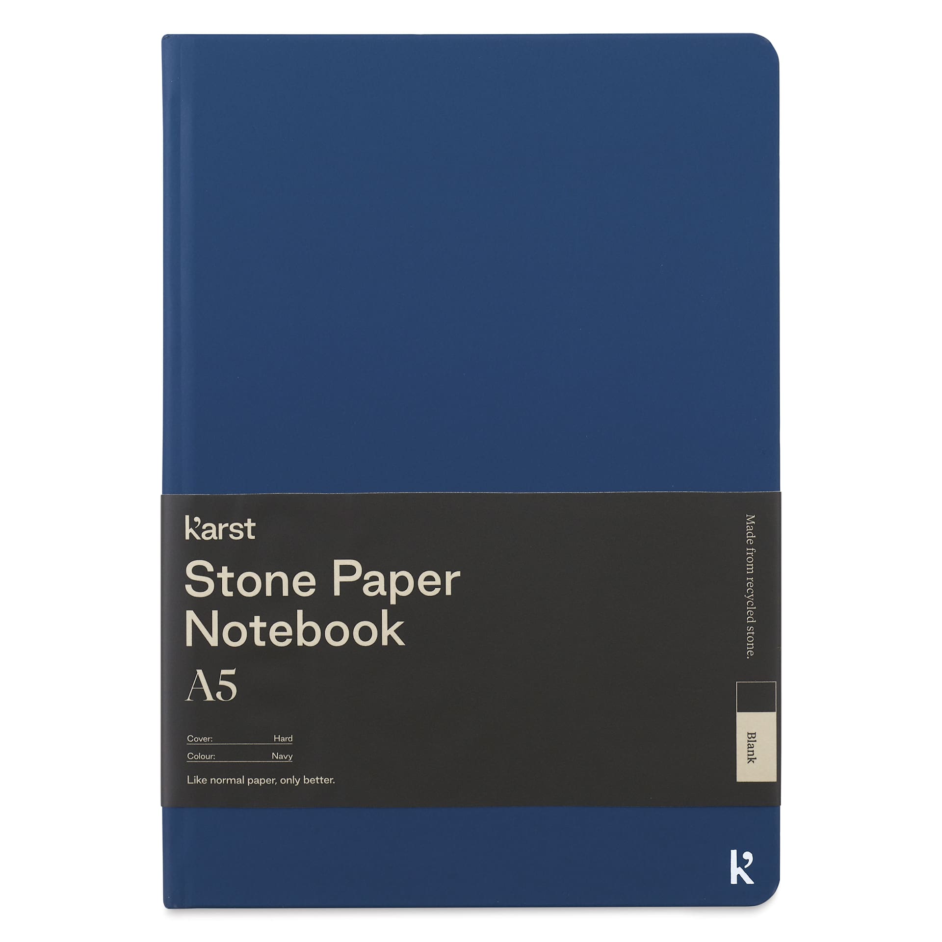 Karst Stone Paper Notebook - Navy, A5, Blank, front