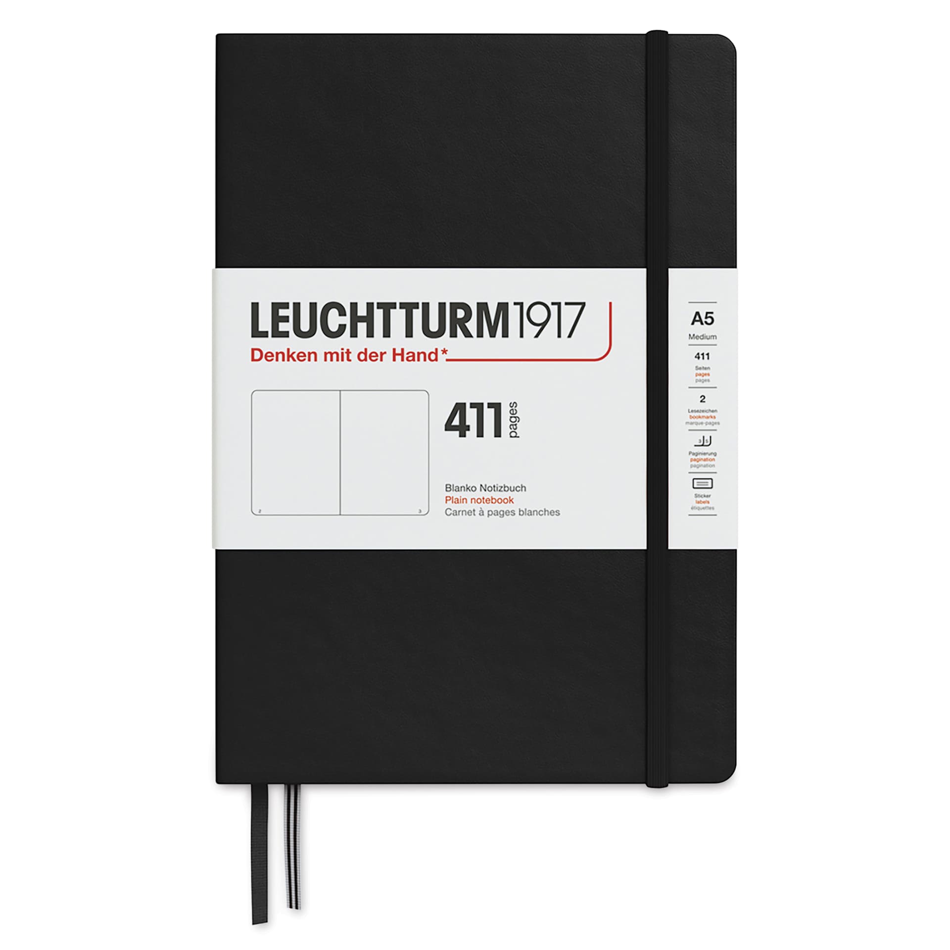Leuchtturm1917 411 Notebook - Black, 5-3/4" x 8-1/4", Blank
