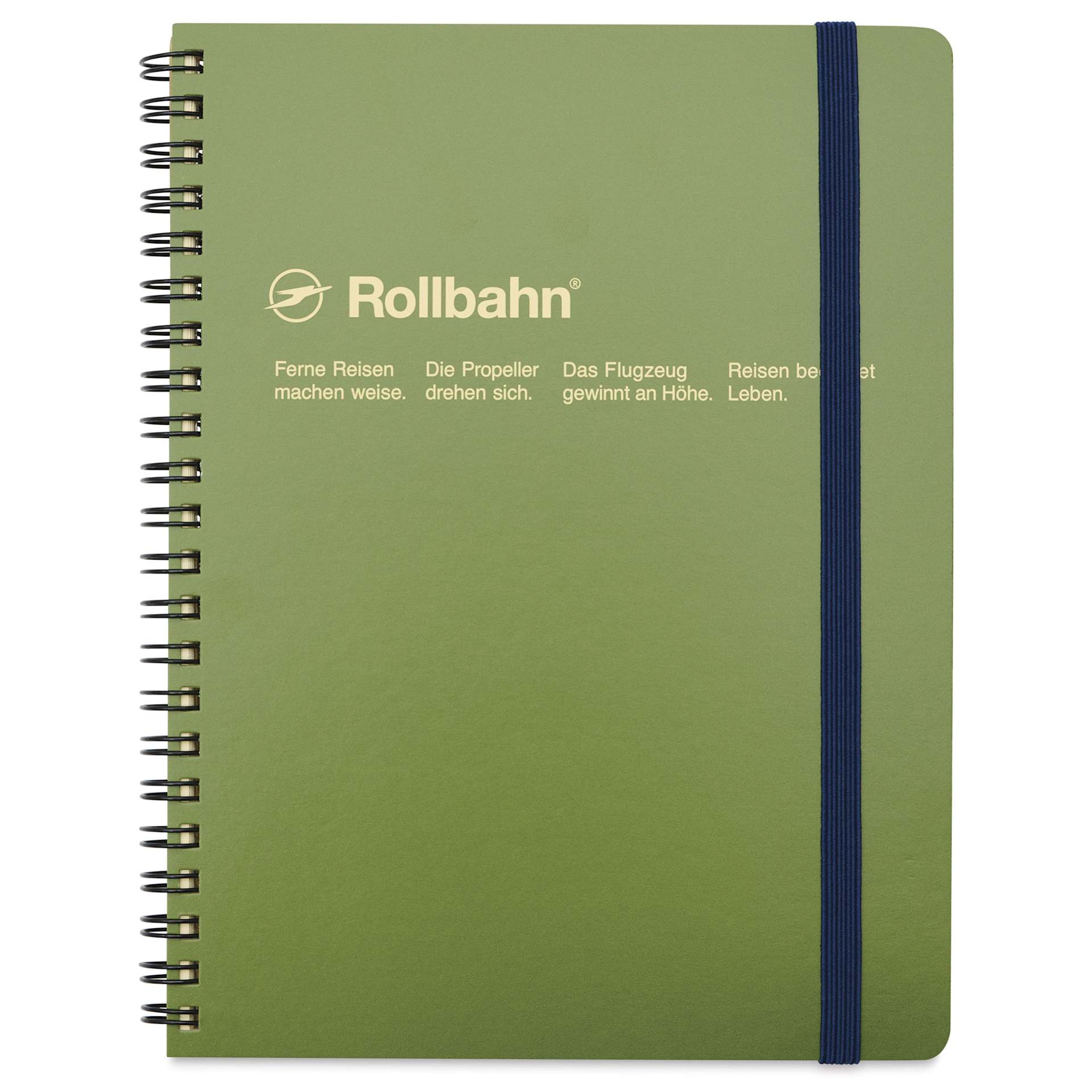 Delfonics Rollbahn Classic Spiral Notebook - Olive, A5, front cover