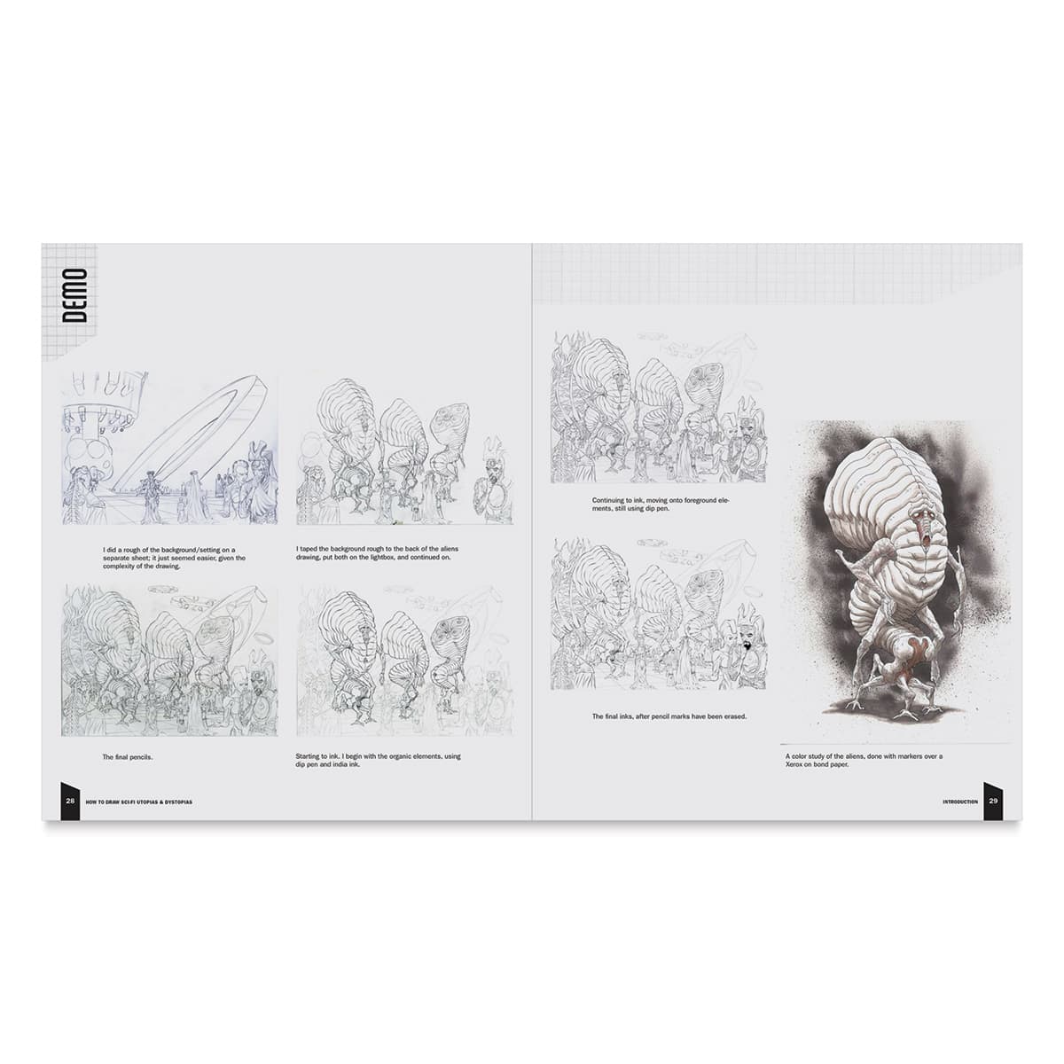 How to Draw Sci-Fi Utopias and Dystopias (instruction page)