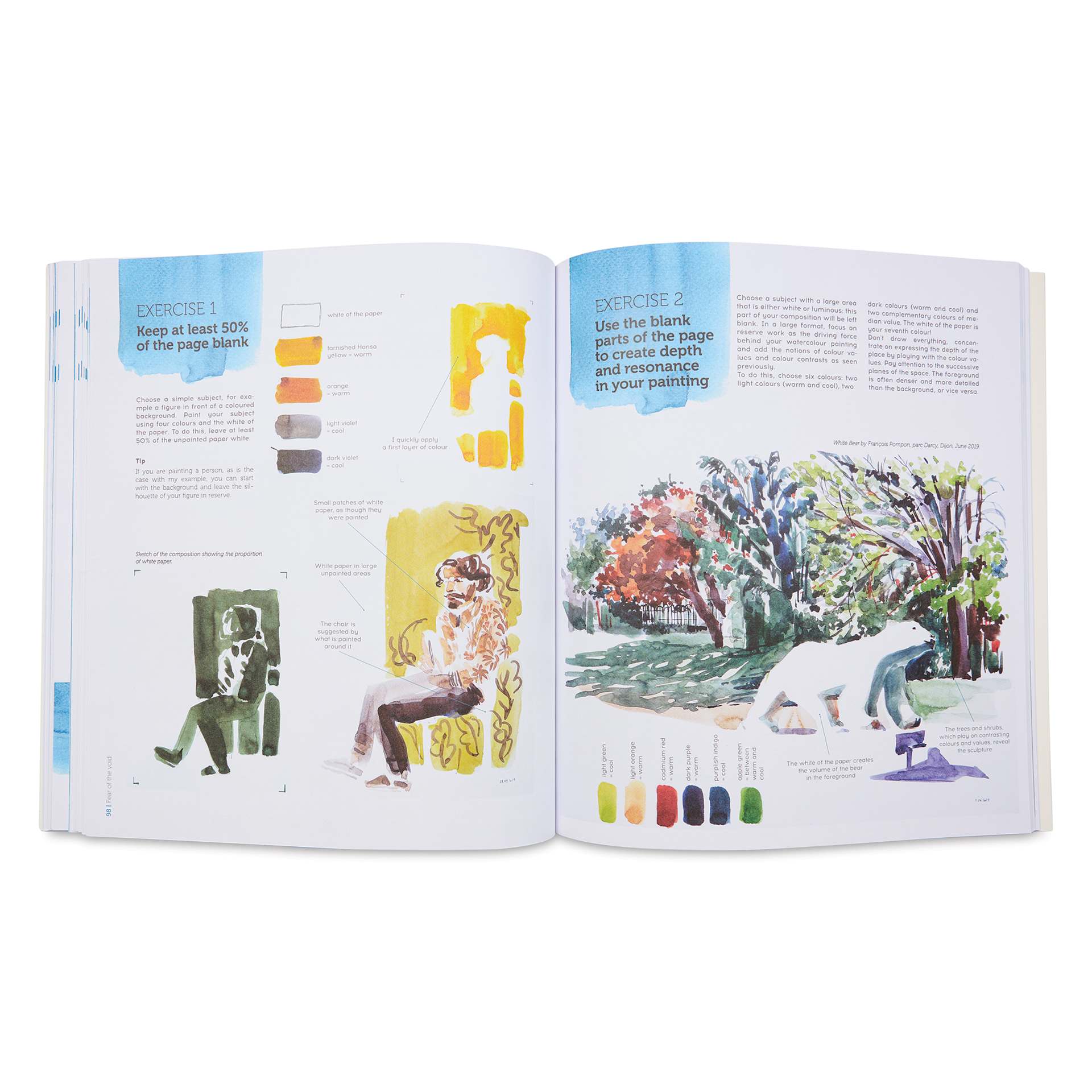 Contemporary Watecolour on the Go, keeping at least 50% of the page blank