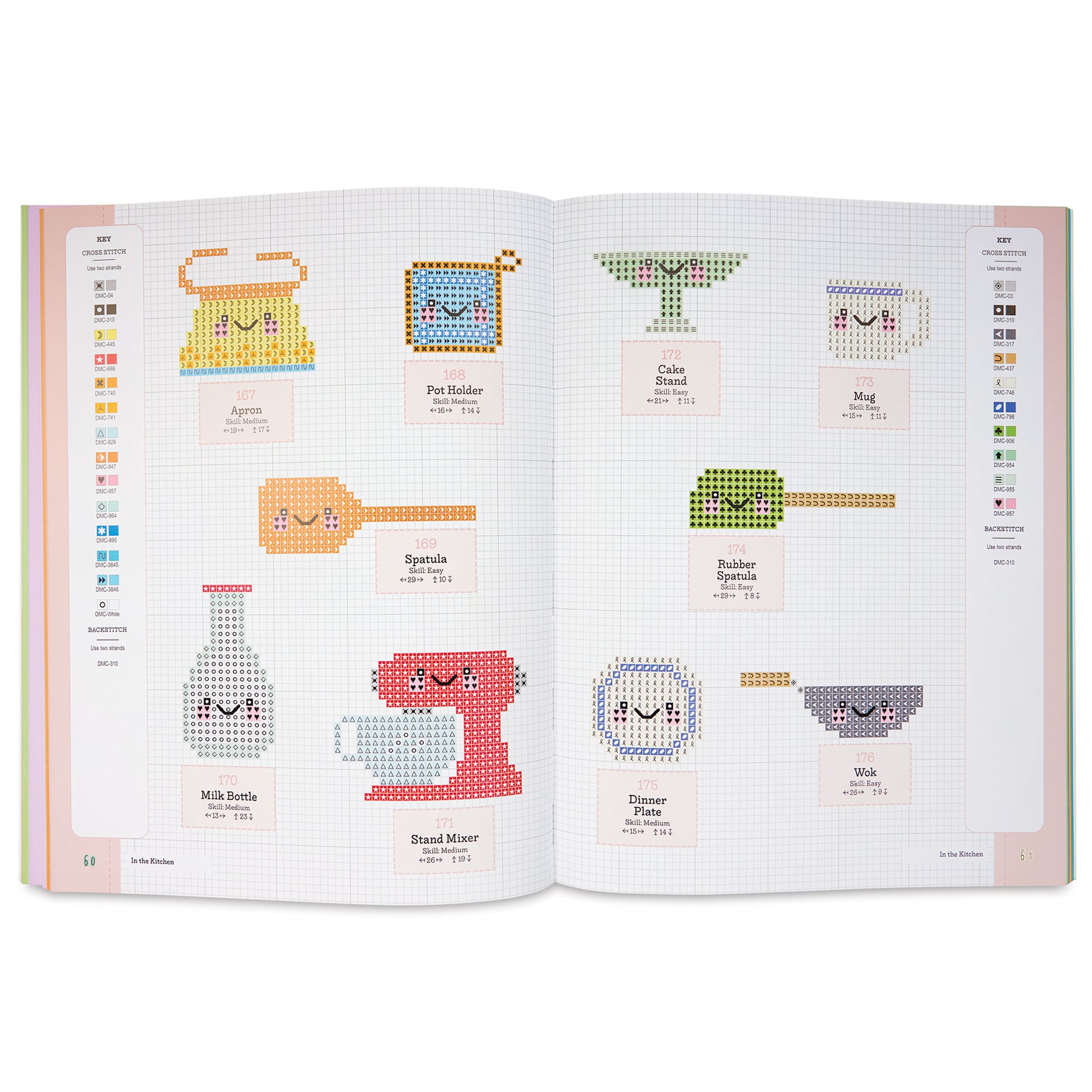 Cute Kawaii Cross Stitch, kitchen utensils