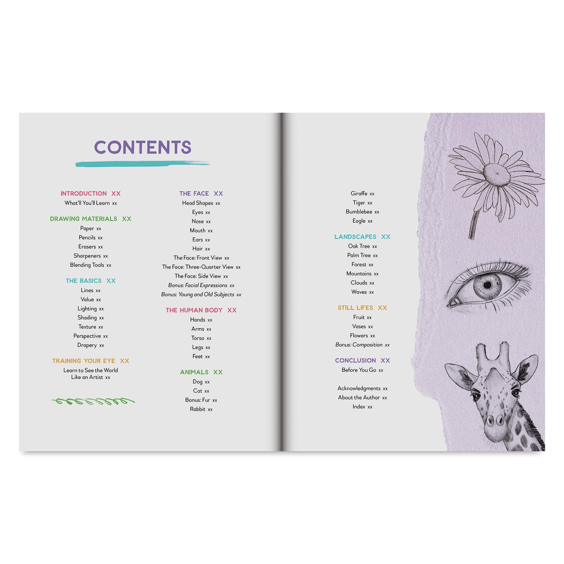 The New Artist’s Guide to Drawing, table of contents