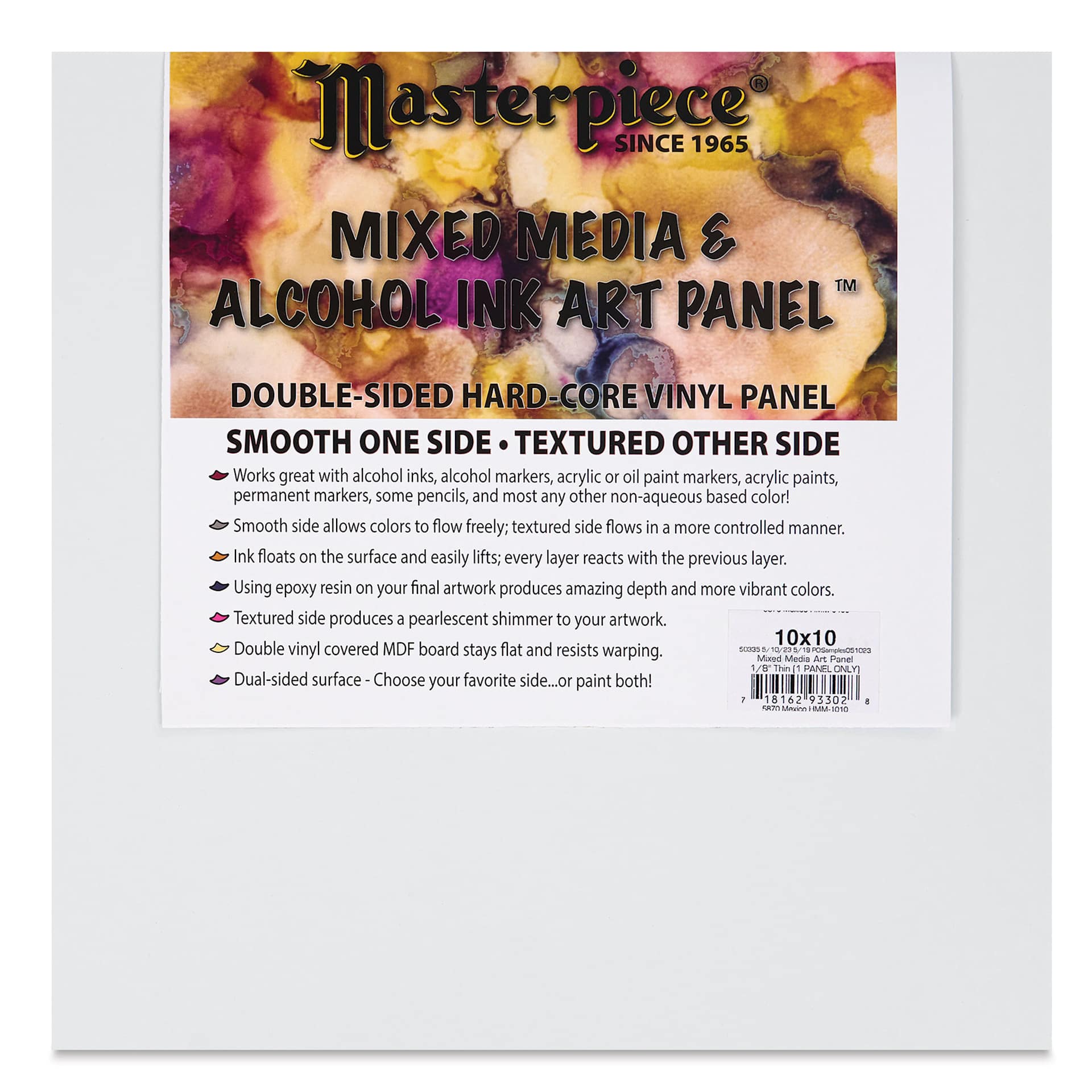 Masterpiece Mixed Media and Alcohol Ink Art Panel - 10" x 10"