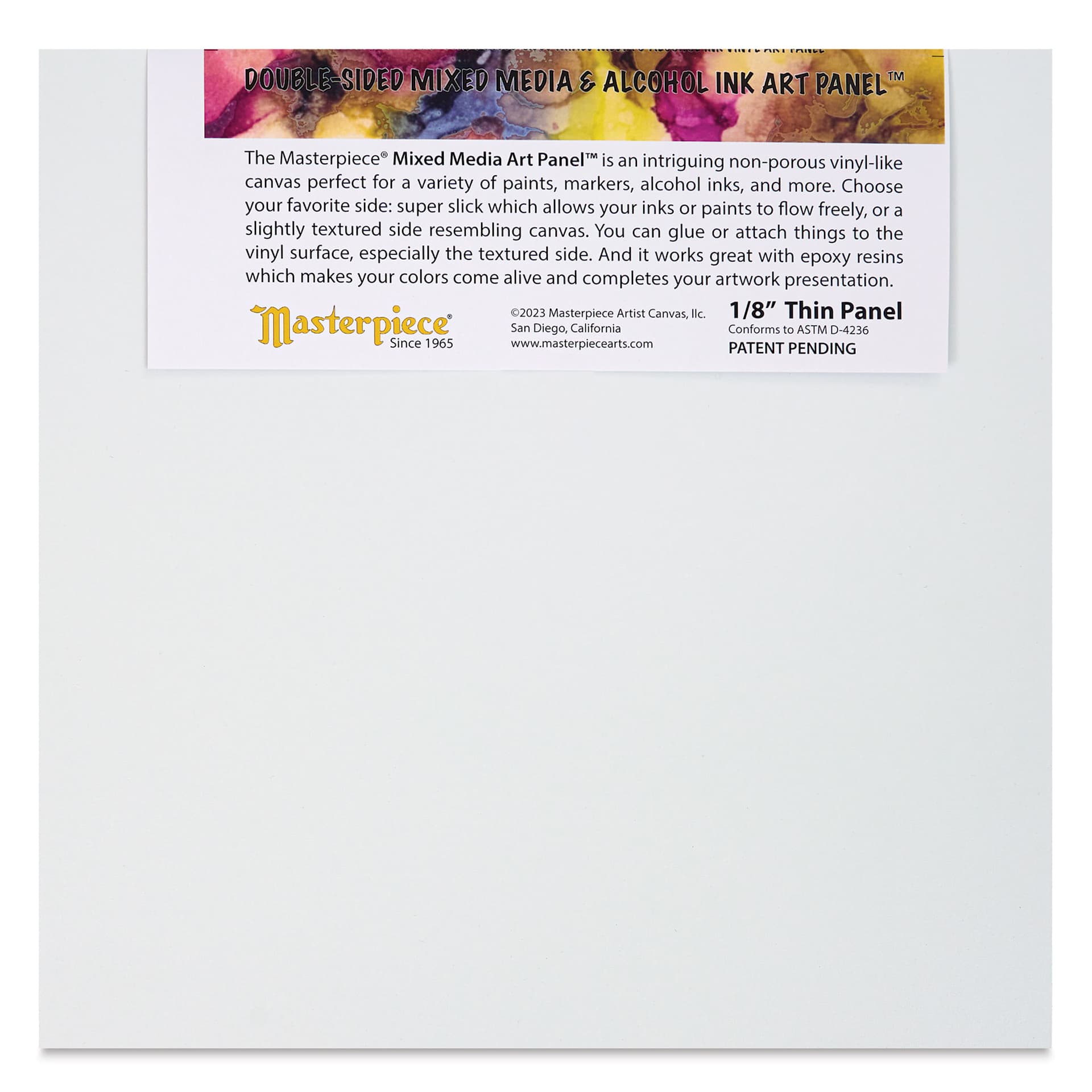 Masterpiece Mixed Media and Alcohol Ink Art Panel - 10" x 10" back