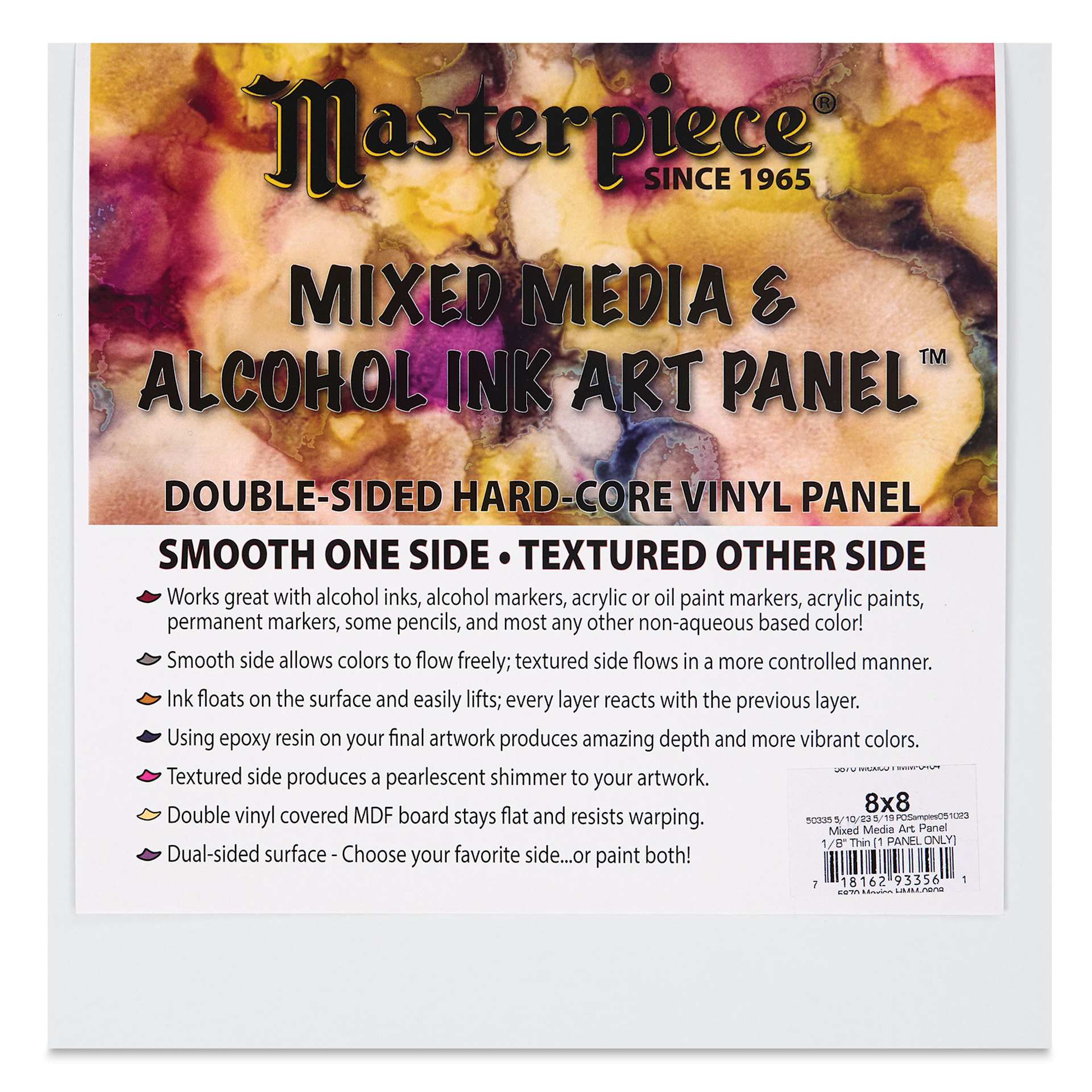 Masterpiece Mixed Media and Alcohol Ink Art Panel - 8" x 8"