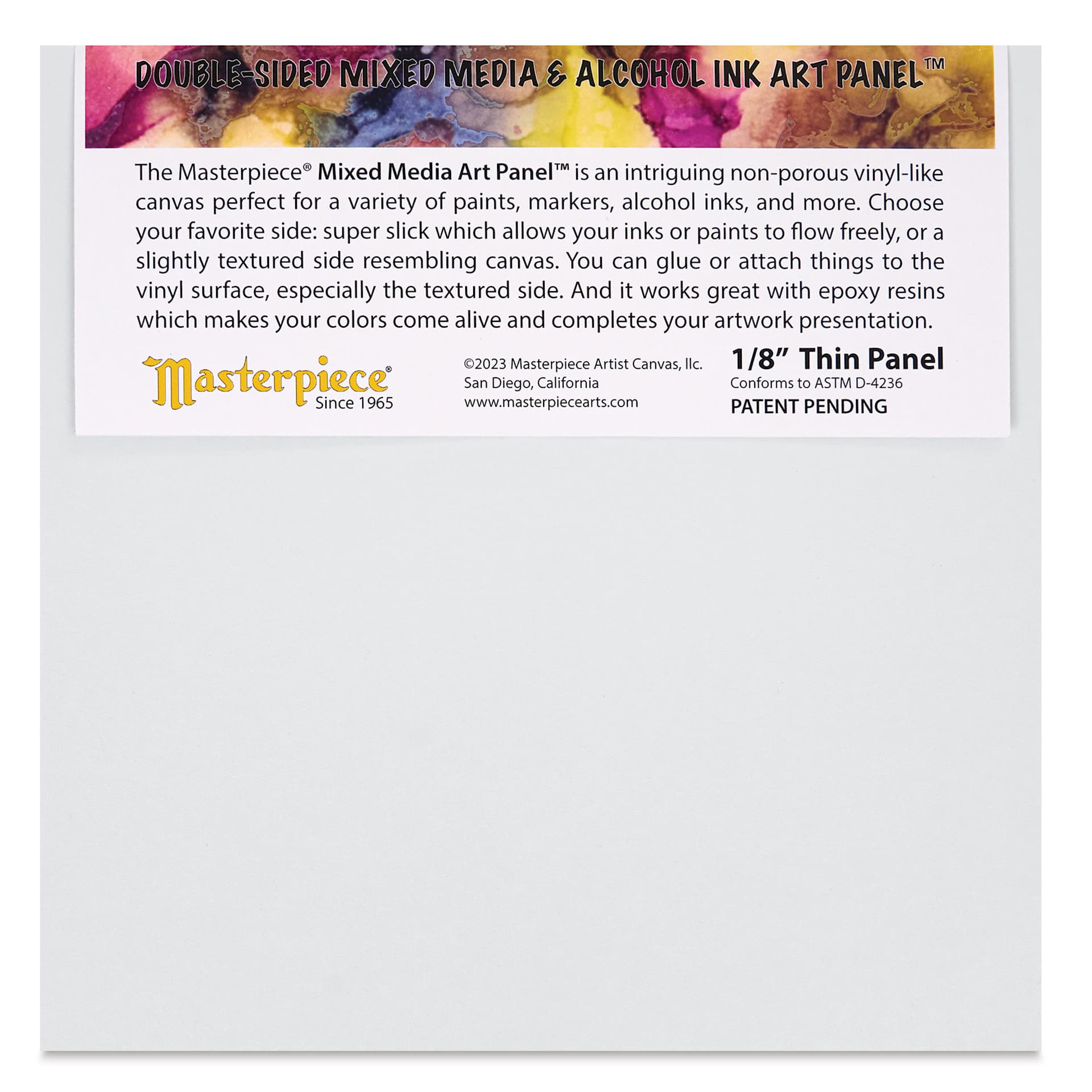 Masterpiece Mixed Media and Alcohol Ink Art Panel - 8" x 8" back