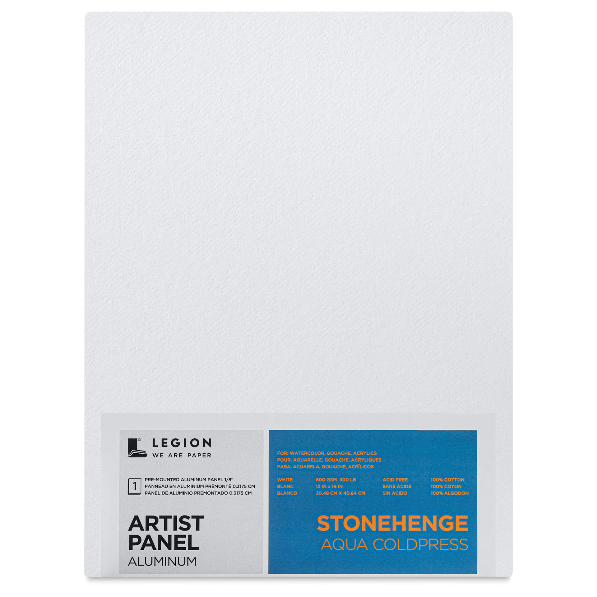 Legion Stonehenge Aqua Aluminum White Panel - 12" x 16", front of packaging