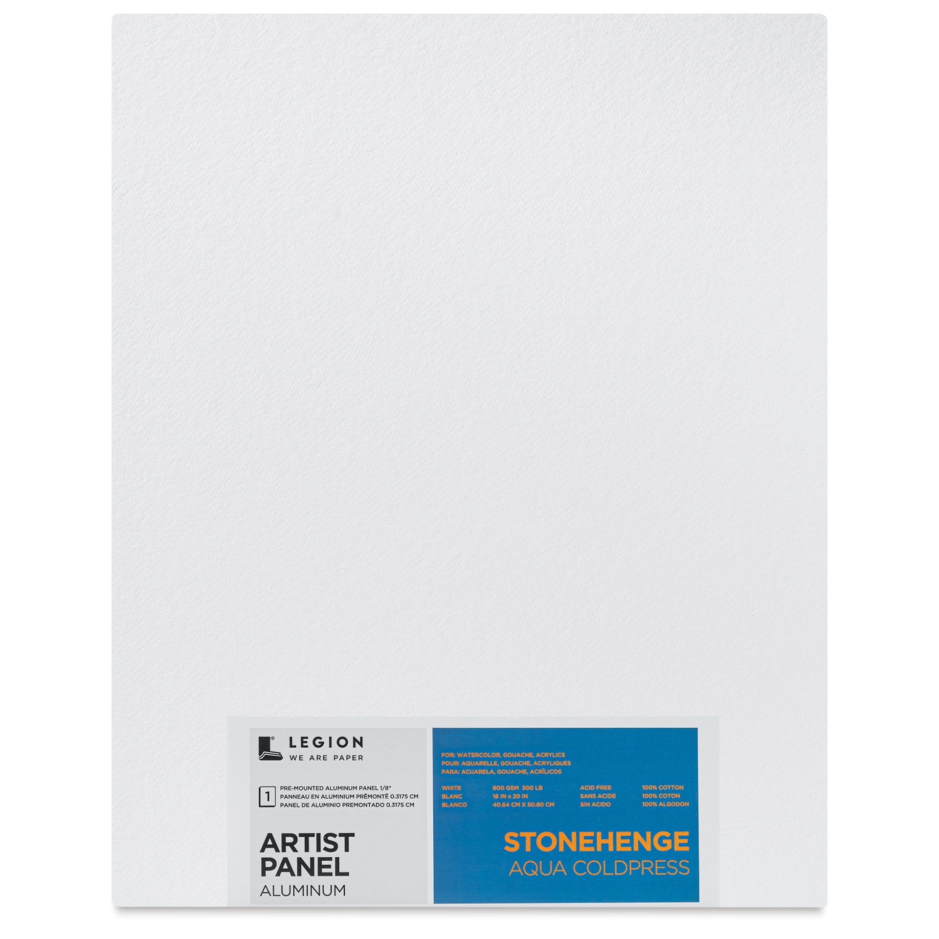 Legion Stonehenge Aqua Aluminum White Panel - 16" x 20", front of packaging