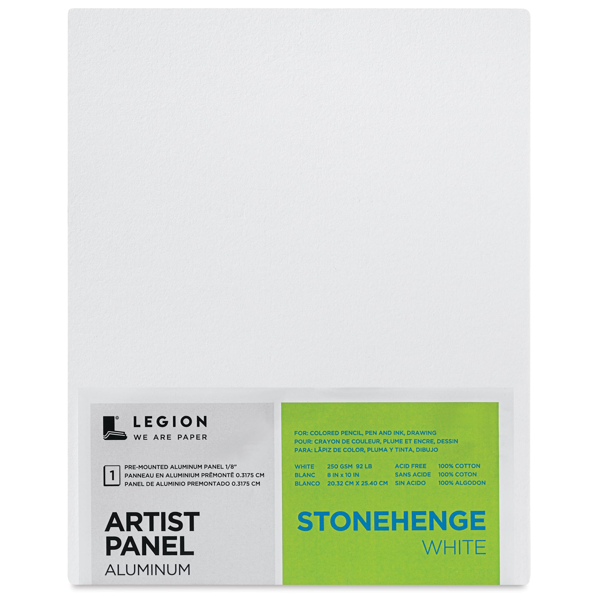 Legion Stonehenge White Drawing Aluminum Artist Panel - 8" x 10", front of packaging