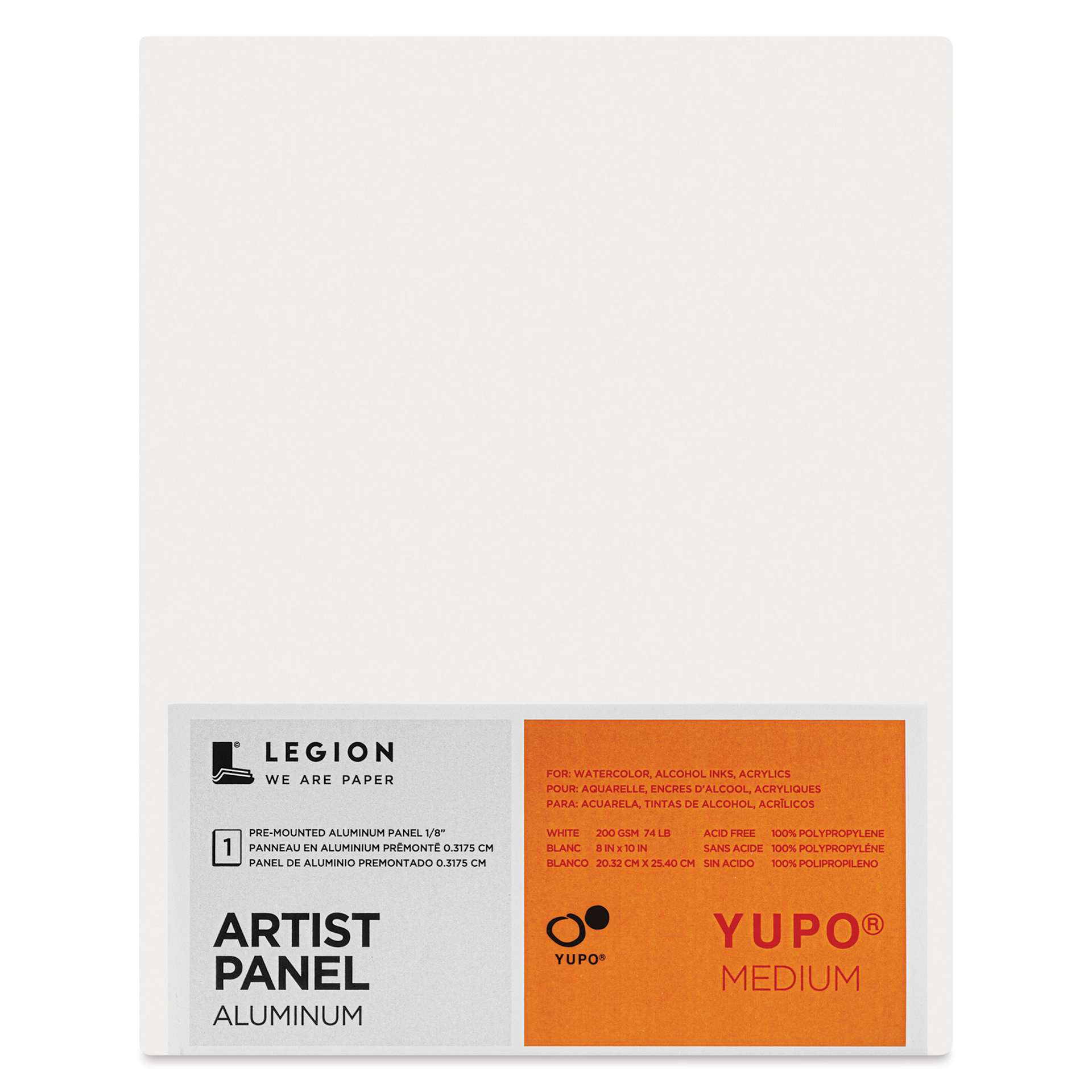 Legion Yupo Aluminum Artist Panel - 8" x 10", 1/8", front of packaging