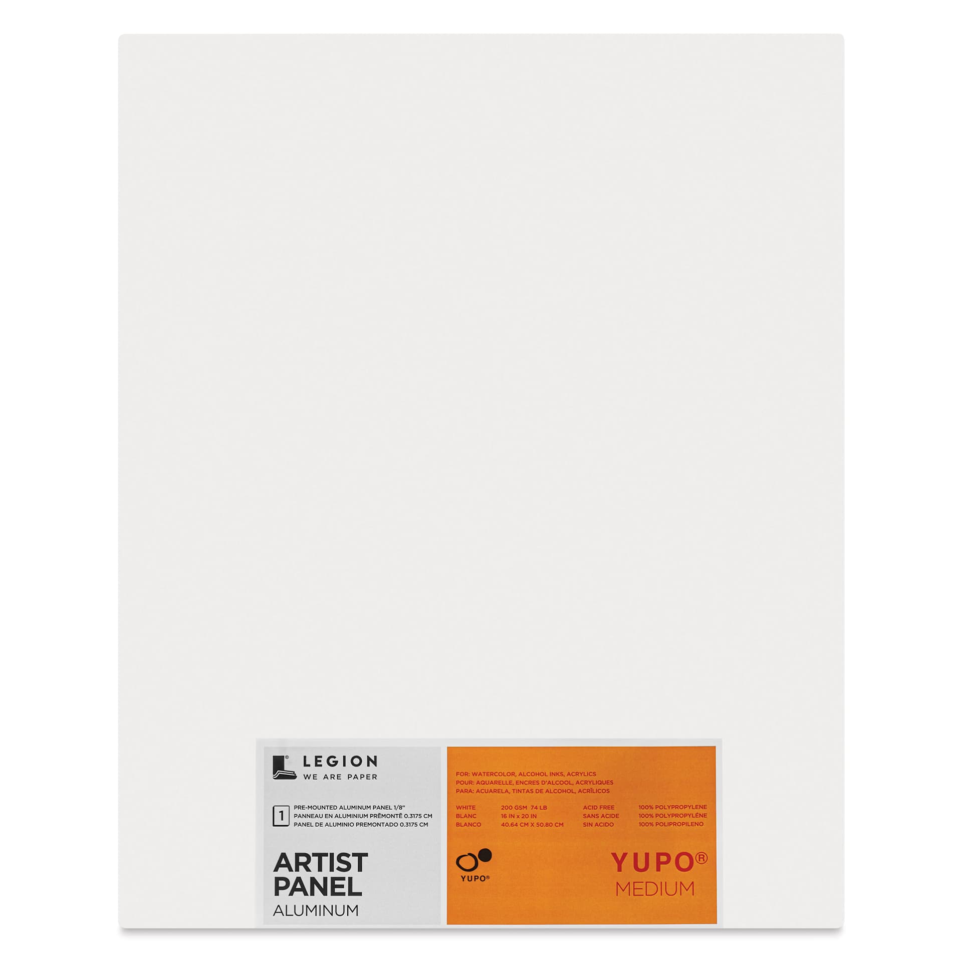 Legion Yupo Aluminum Artist Panel - 16" x 20", 1/8", front of packaging